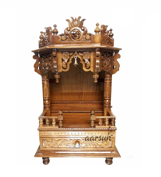 Hand Carved Wood Temple for Home and Office MNDR-0123