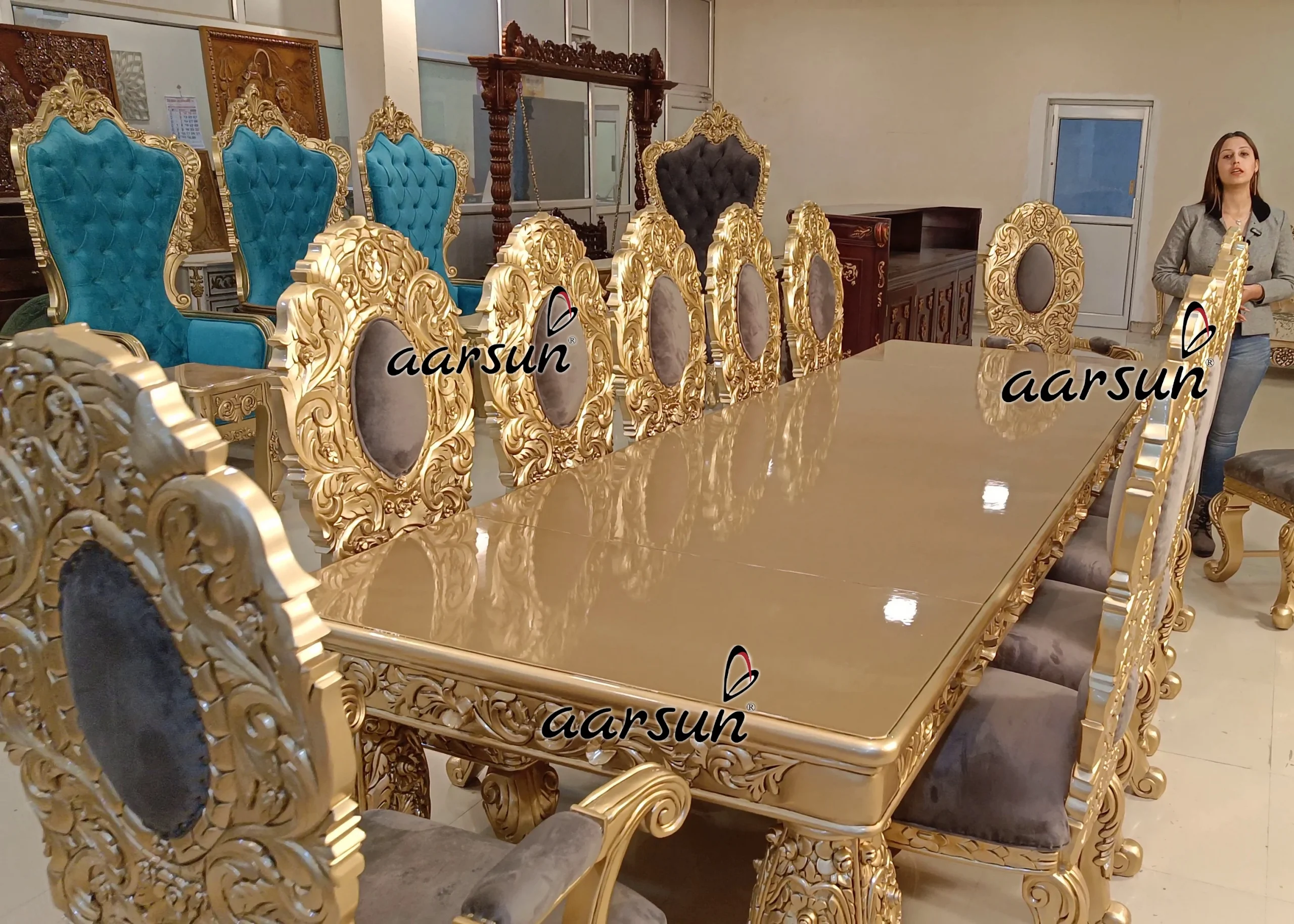 royal dining set , wooden dining set, wooden royal dining set , teak wood furniture, dining latest design , wooden dining latest design , luxurious dining table,royal dining set design