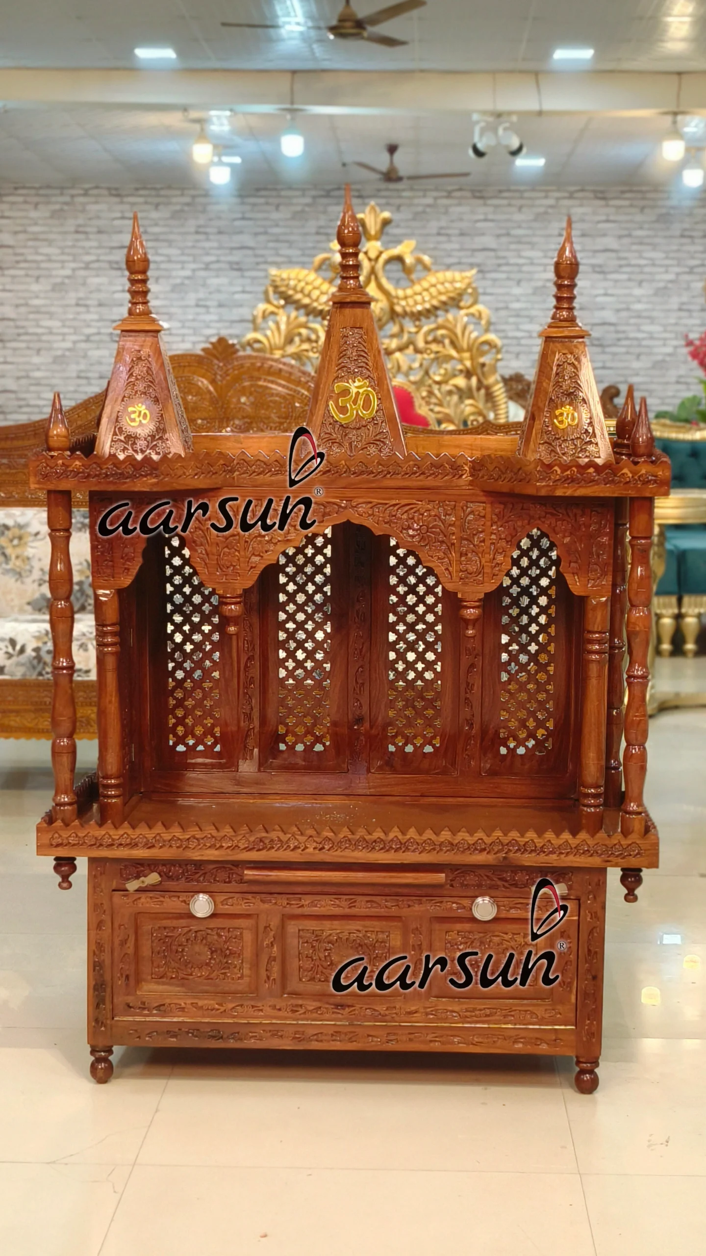 wooden mandir, latest design mandir, royal wooden mandir, wooden mandir new designs, latest royal hand carved temples, hand carved temples, Aarsun temples