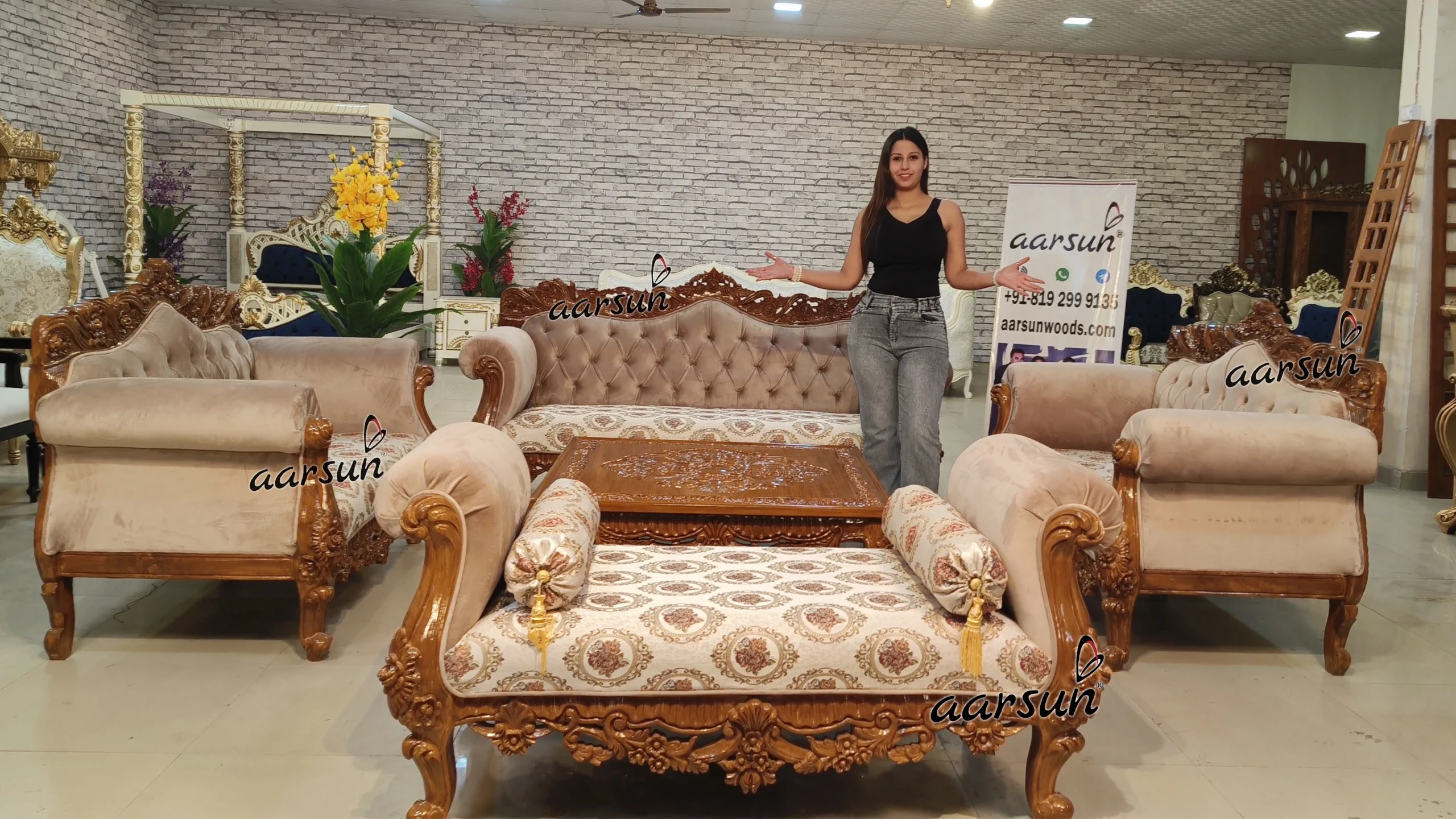 wooden sofa set, luxurious wooden sofa set, antique gold finish sofa set, handcrafted sofa set, latest design sofa set, teak wood sofa set, sofa set designs, sofa set royal designs