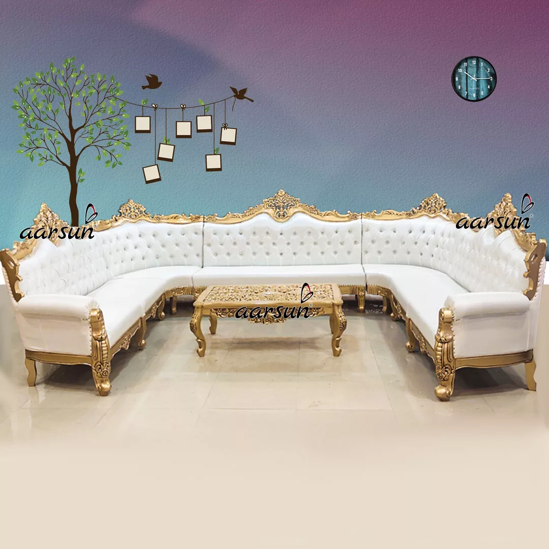U Shape Sofa Set in Gold Finish YT-382 Mysuru