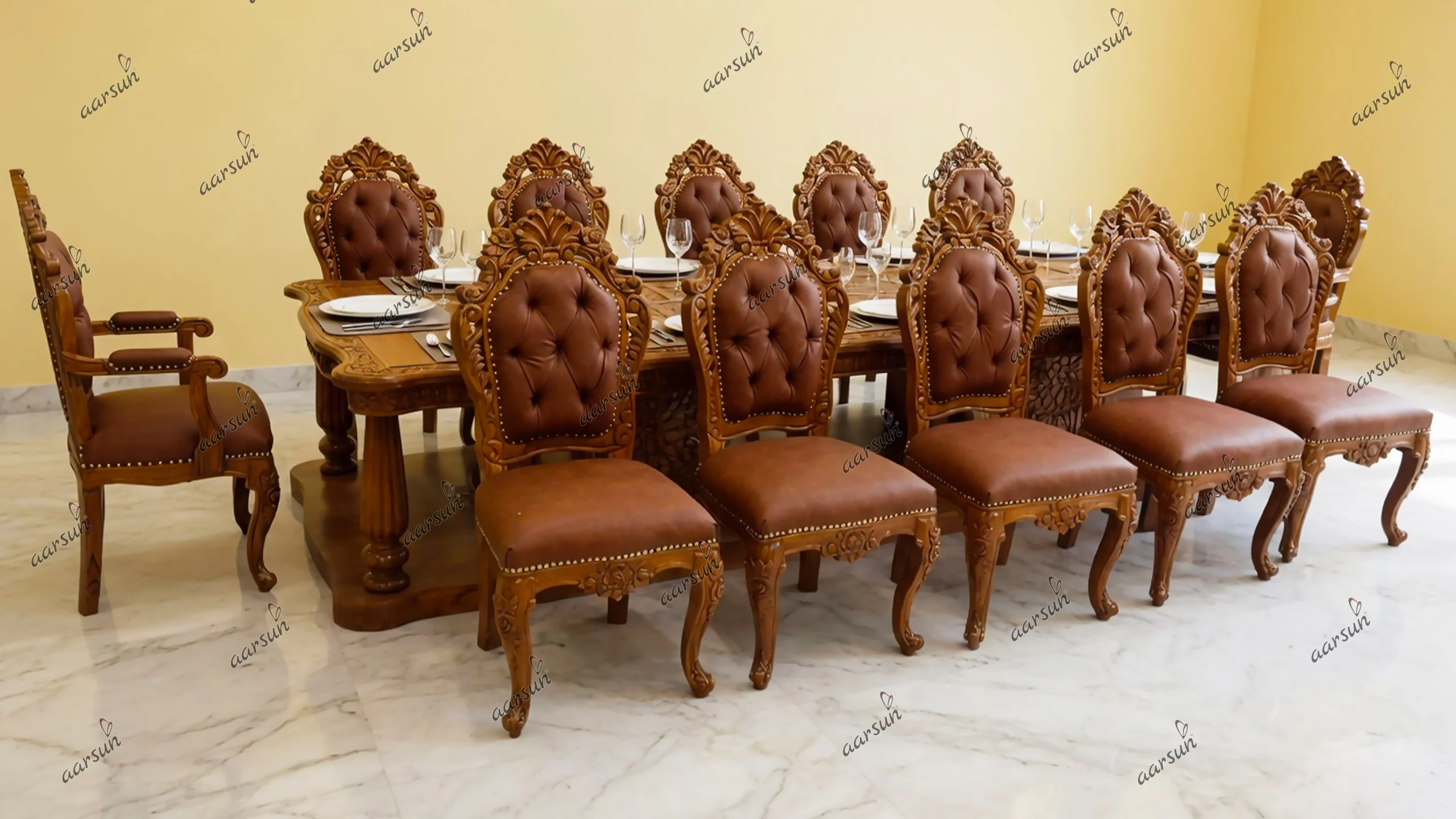 12 Seater Designer Dining Sets in Teak Wood UH-YT-495