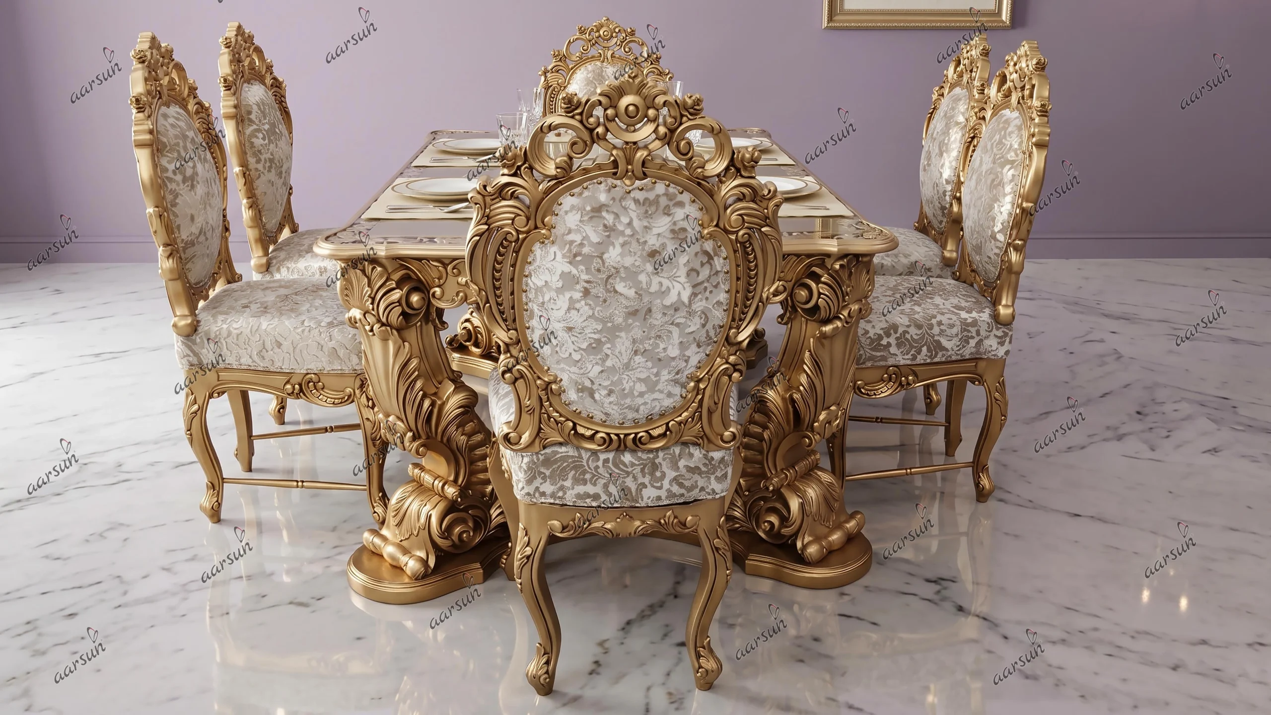 Image for Dual Carved Dining Set with Gold Polish YT-54