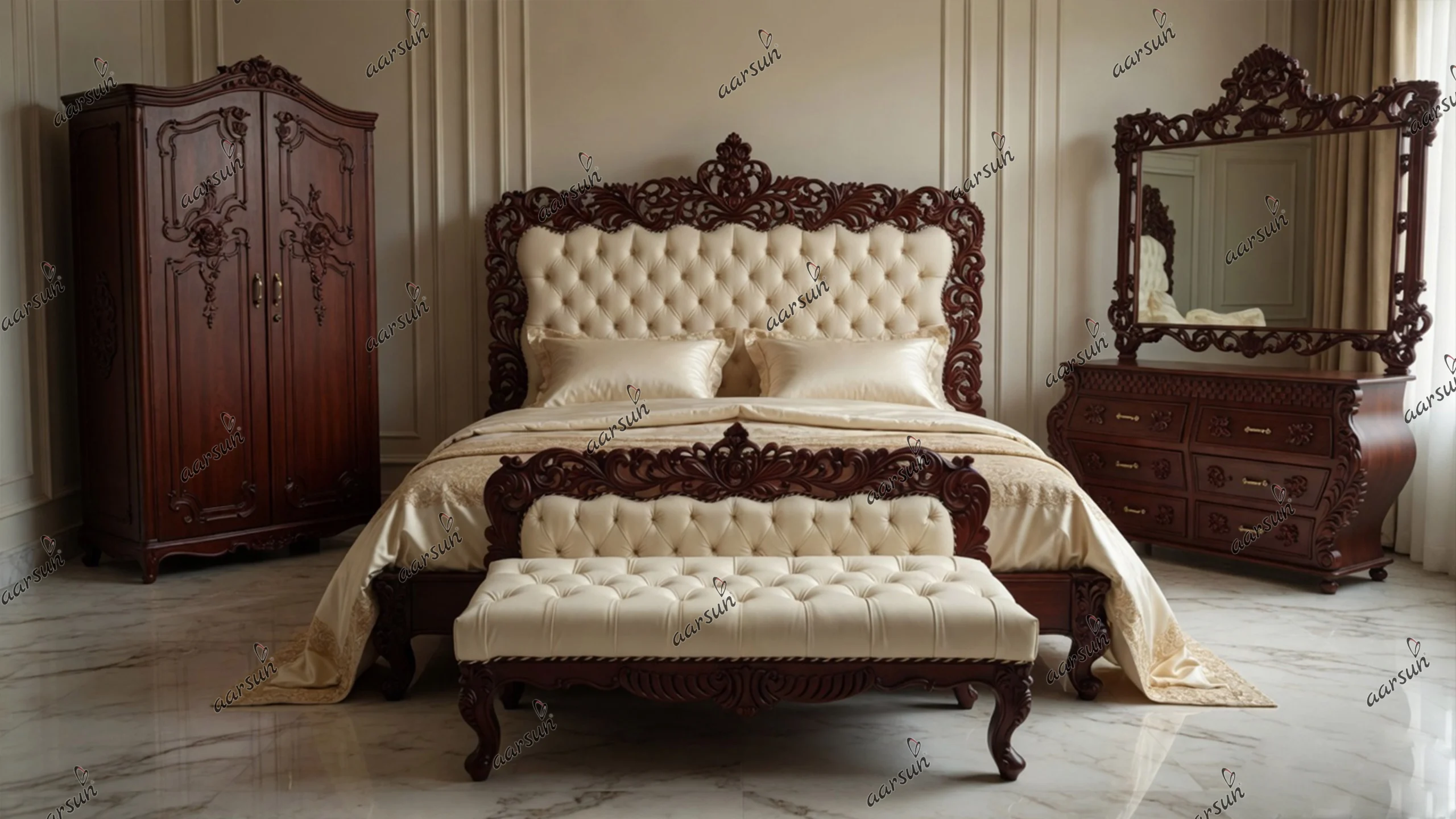Image for Mahogany Finish Royal Bedroom Set YT-661