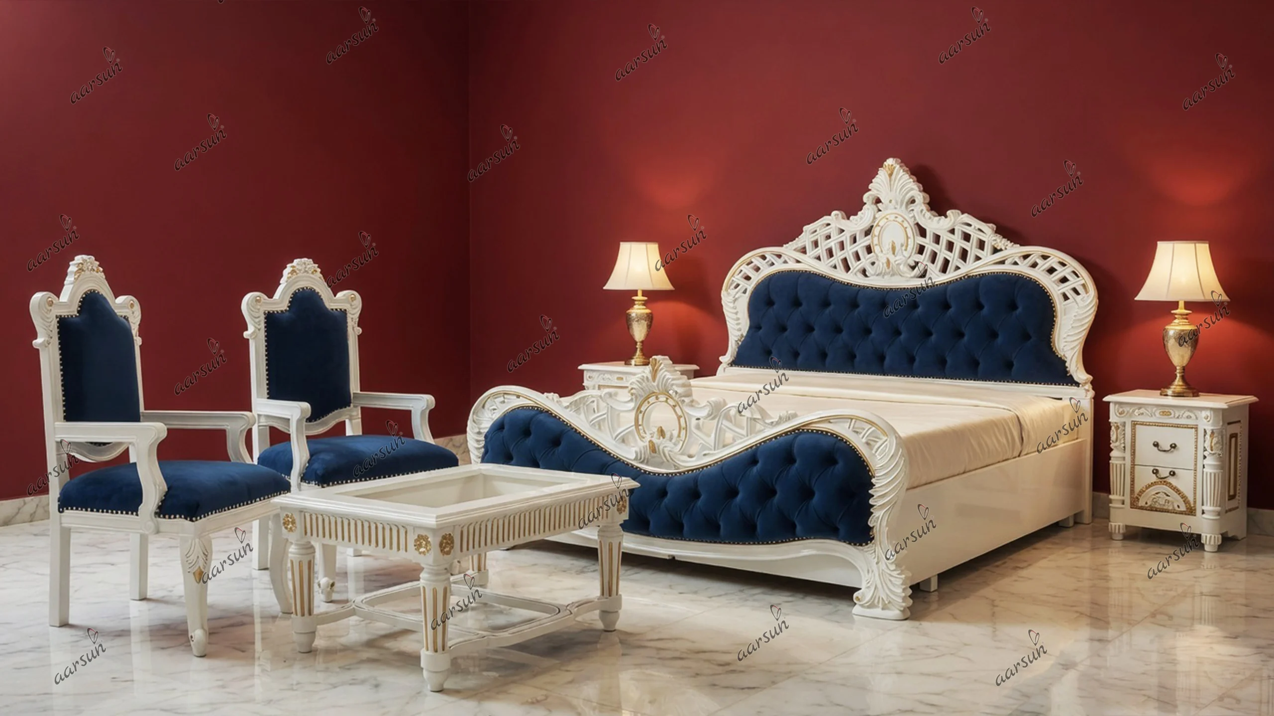 White Gold Luxury Bed Premium design