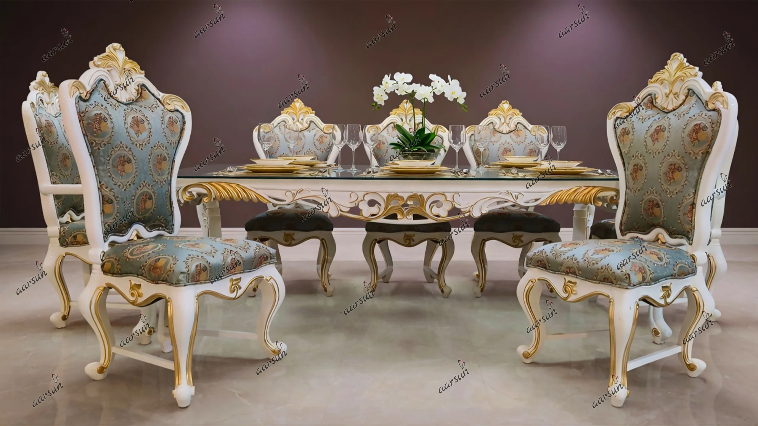 8 Seater Dining Set In White Deco Paint