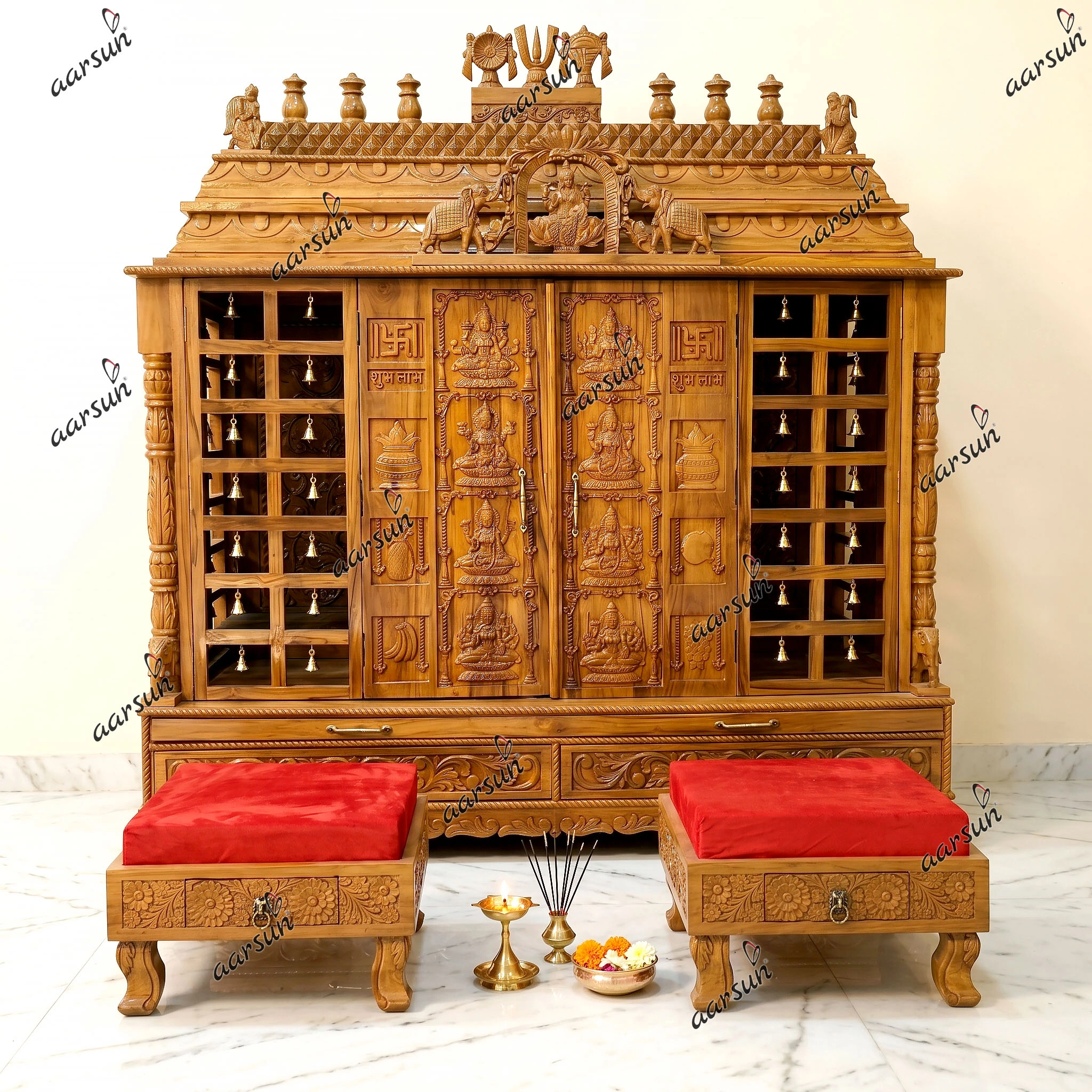 Big South Indian Ashtalakshmi Mandir with Twin Chowki