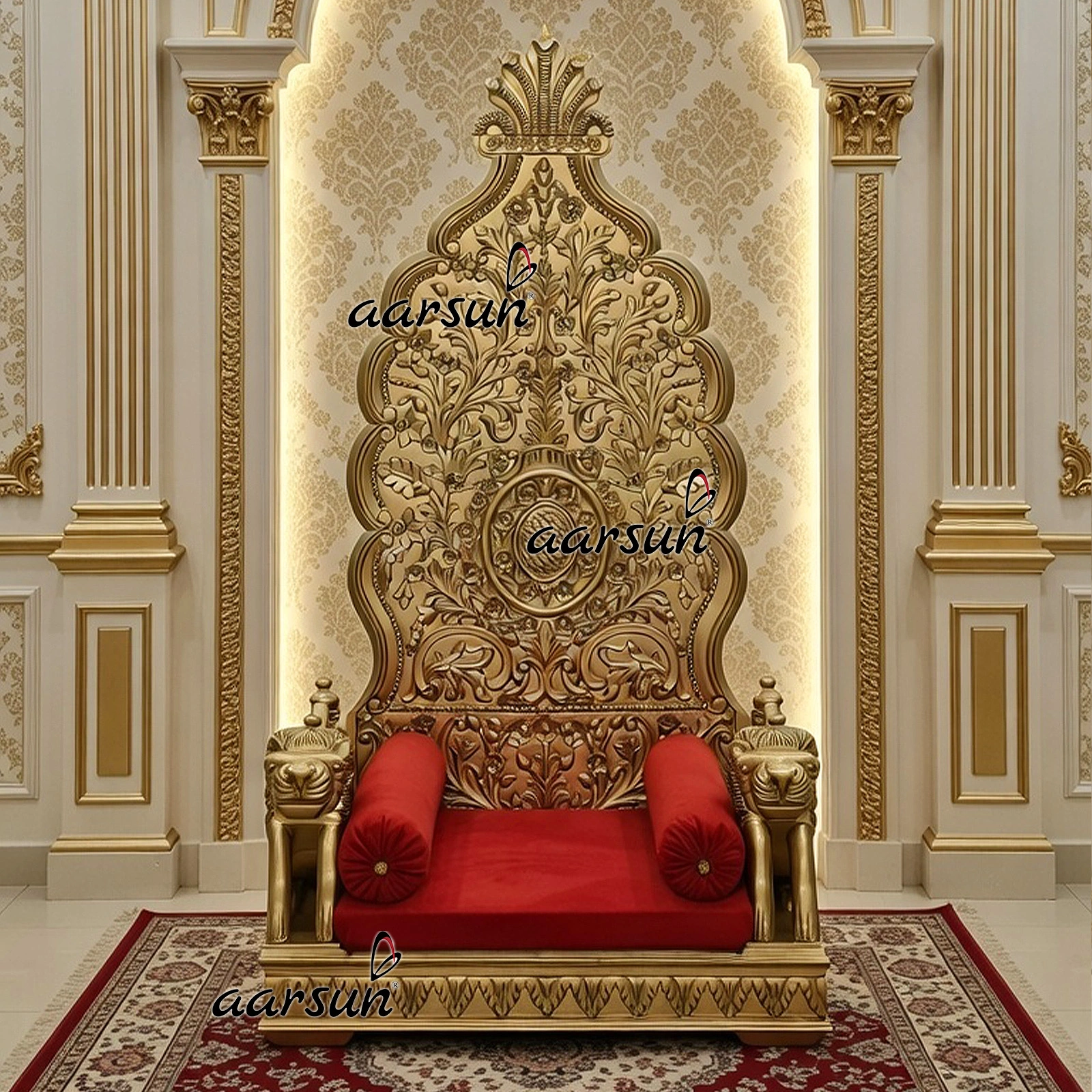 Finely Carved Throne for Guruji’s Eternal Presence