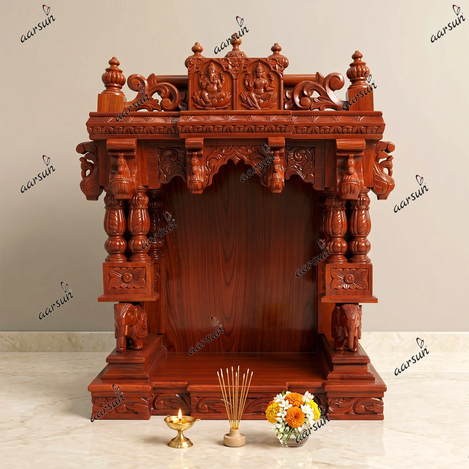 Wooden Latest Ganesh & Laxmi ji Temple