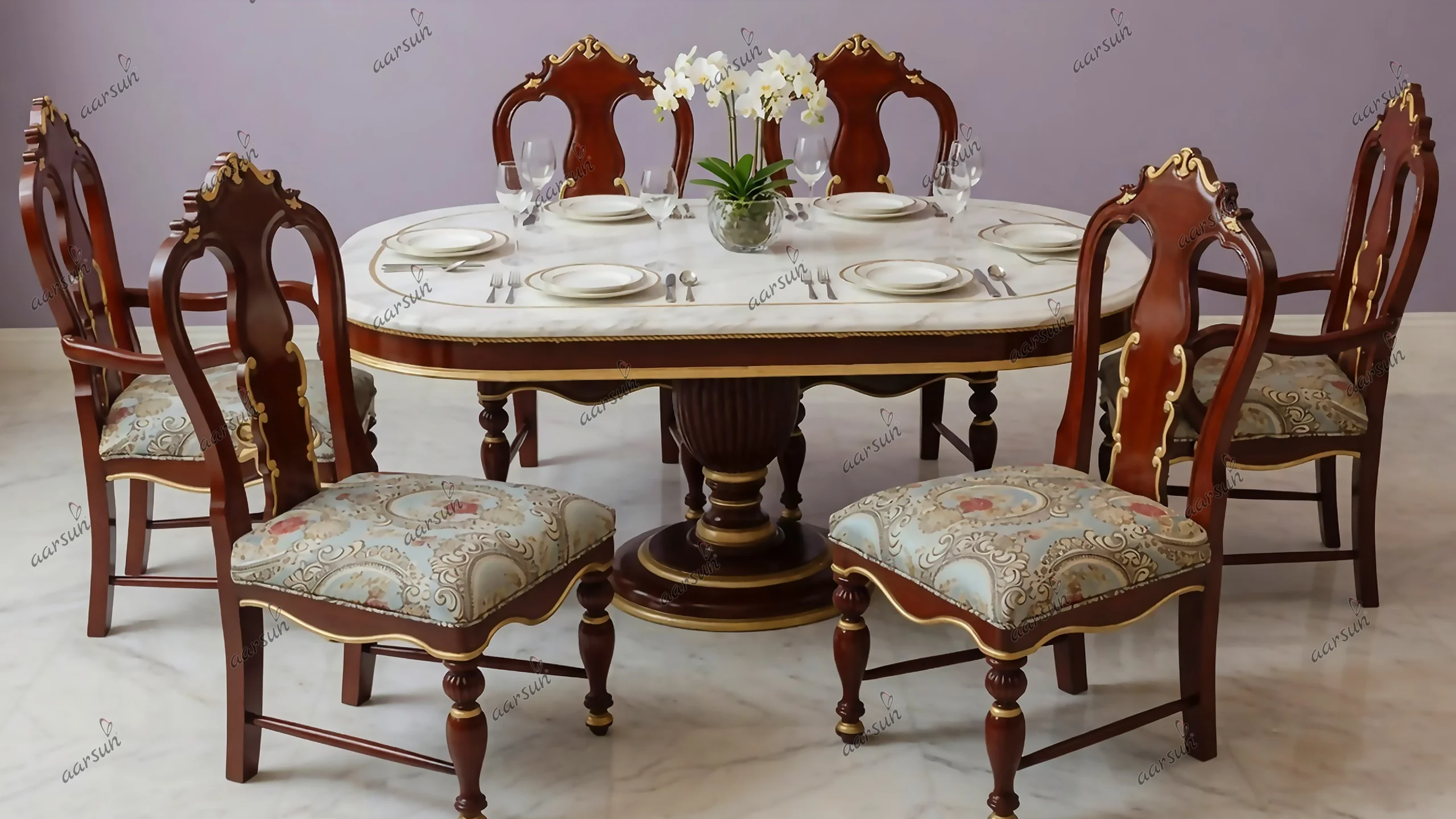 6 Seater Dining Set in Dual Shade Paint
