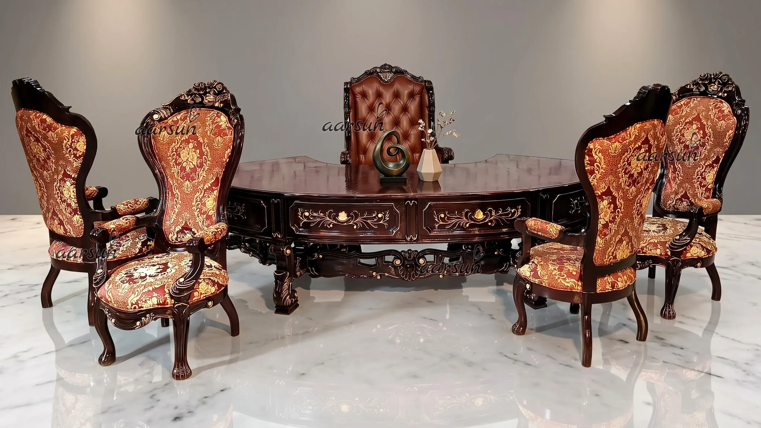 Executive Office Table With Revolving Chair and Chairs