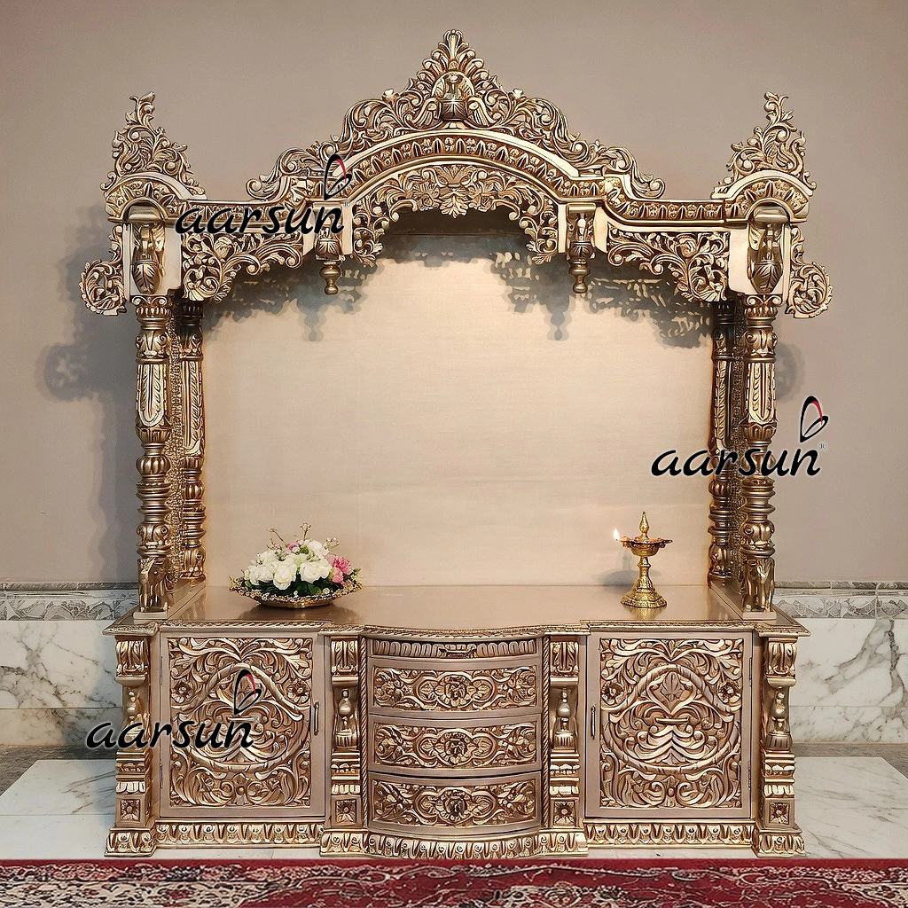 Handcrafted Designer Mandir with Intricate Carving