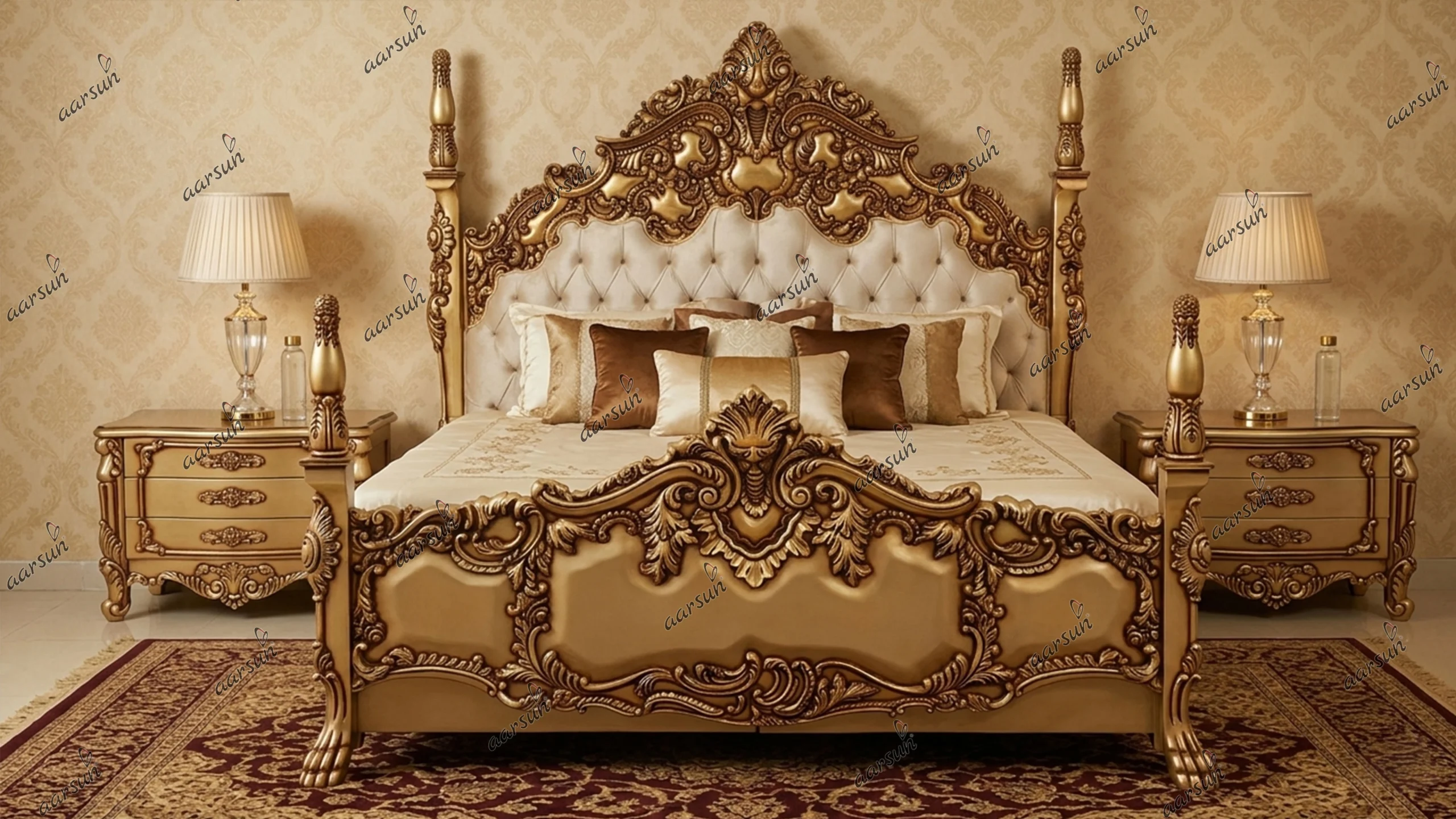 Marvelous Carvings Finishing in Classic Royal Bedroom Set