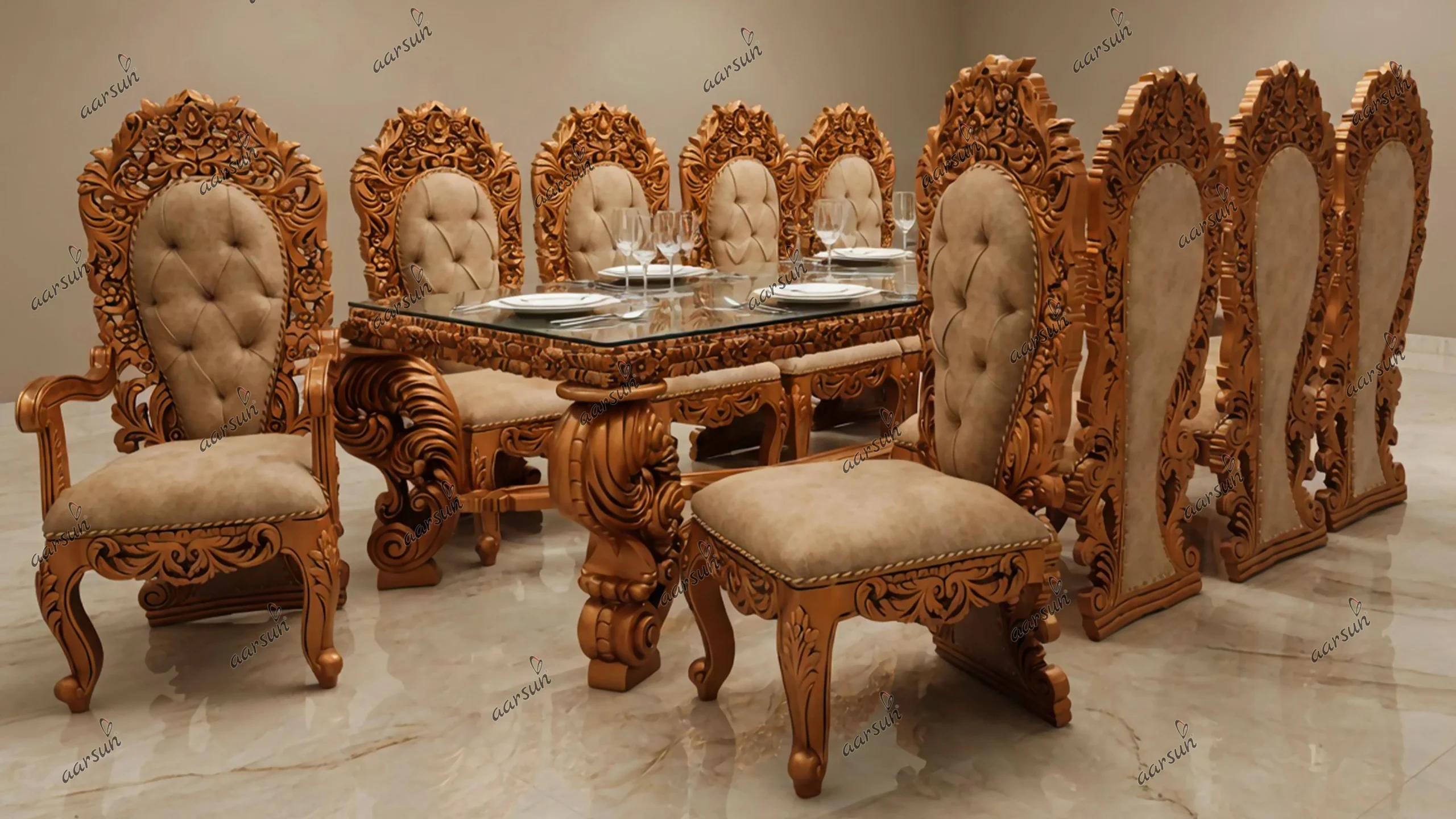 Rose Gold Copper Dining Set 10 Seater