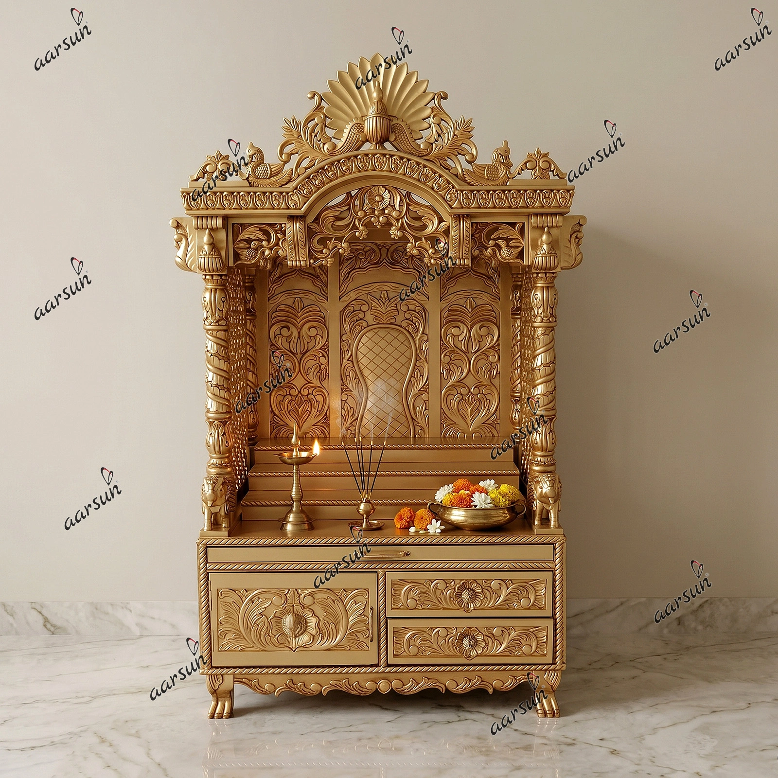 Wooden Handcrafted Antique Temple Design