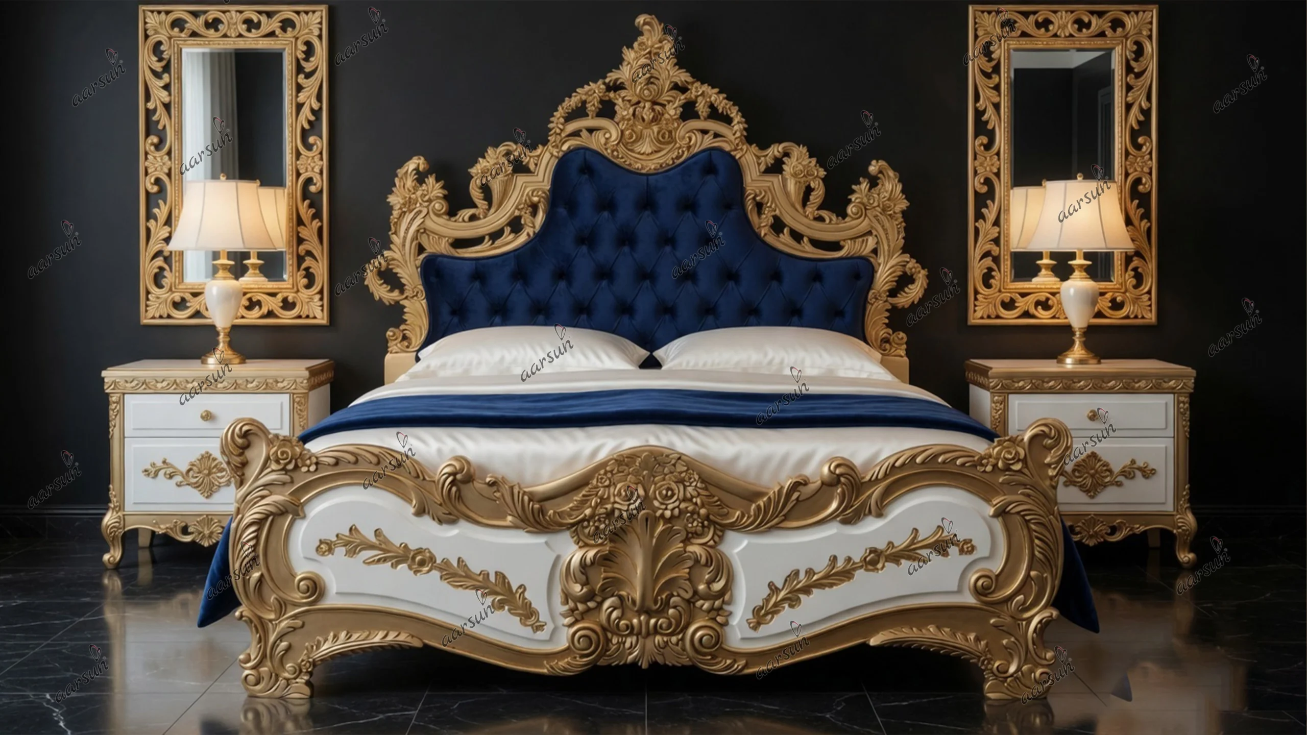 Bedroom Furniture in Antique gold and White Deco Paint