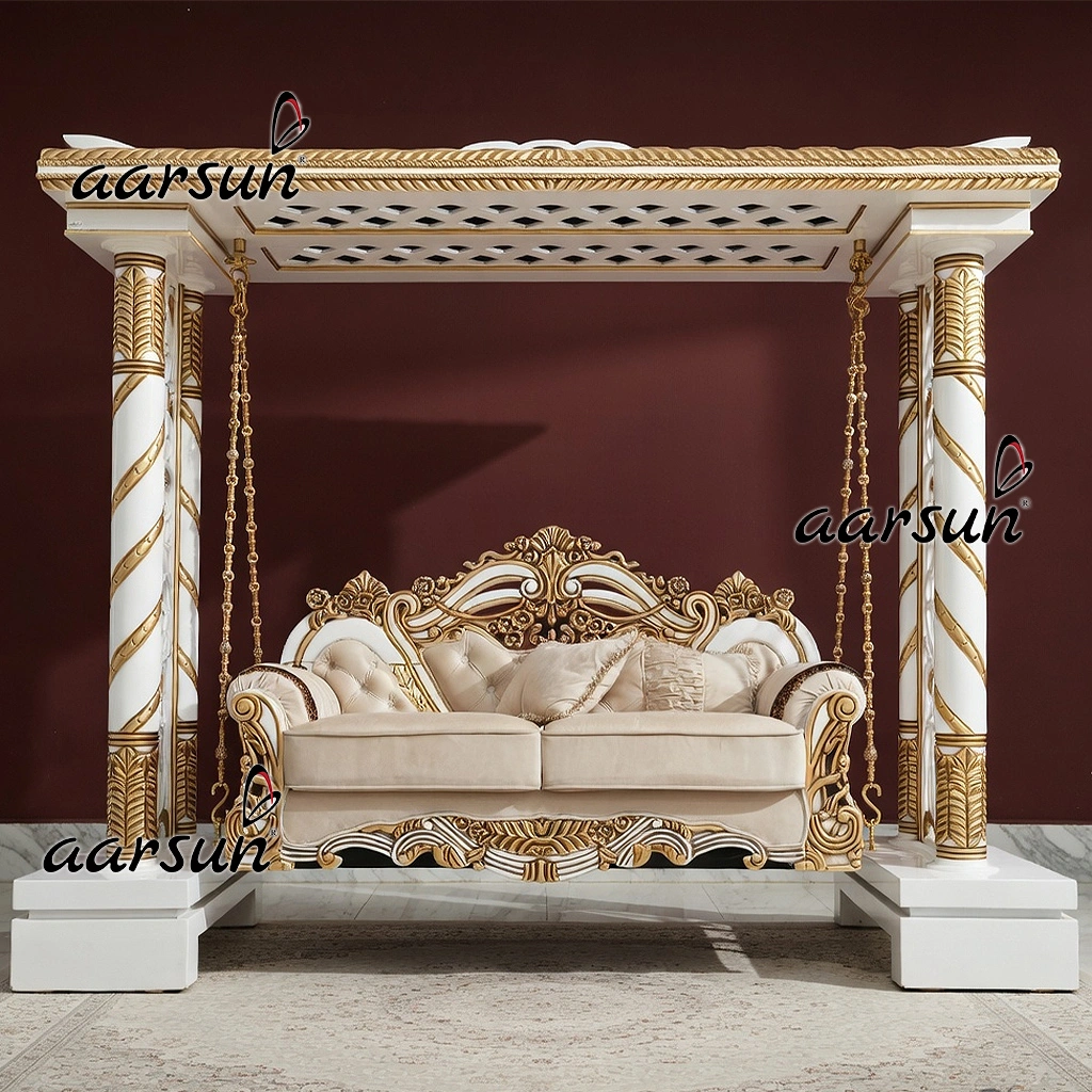 Classic White & Gold Wooden Swing