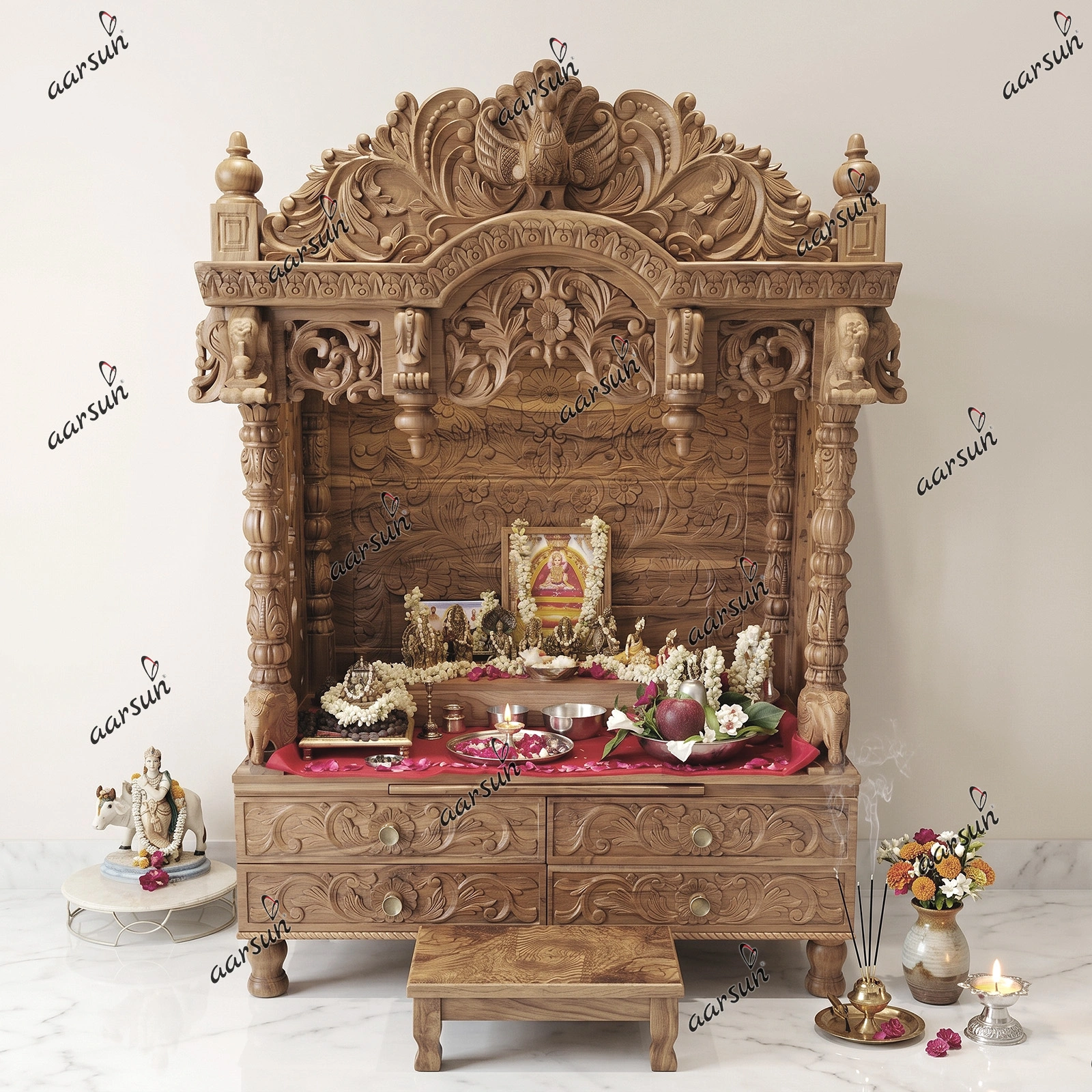 Designer Handcrafted Wooden Pooja Mandir