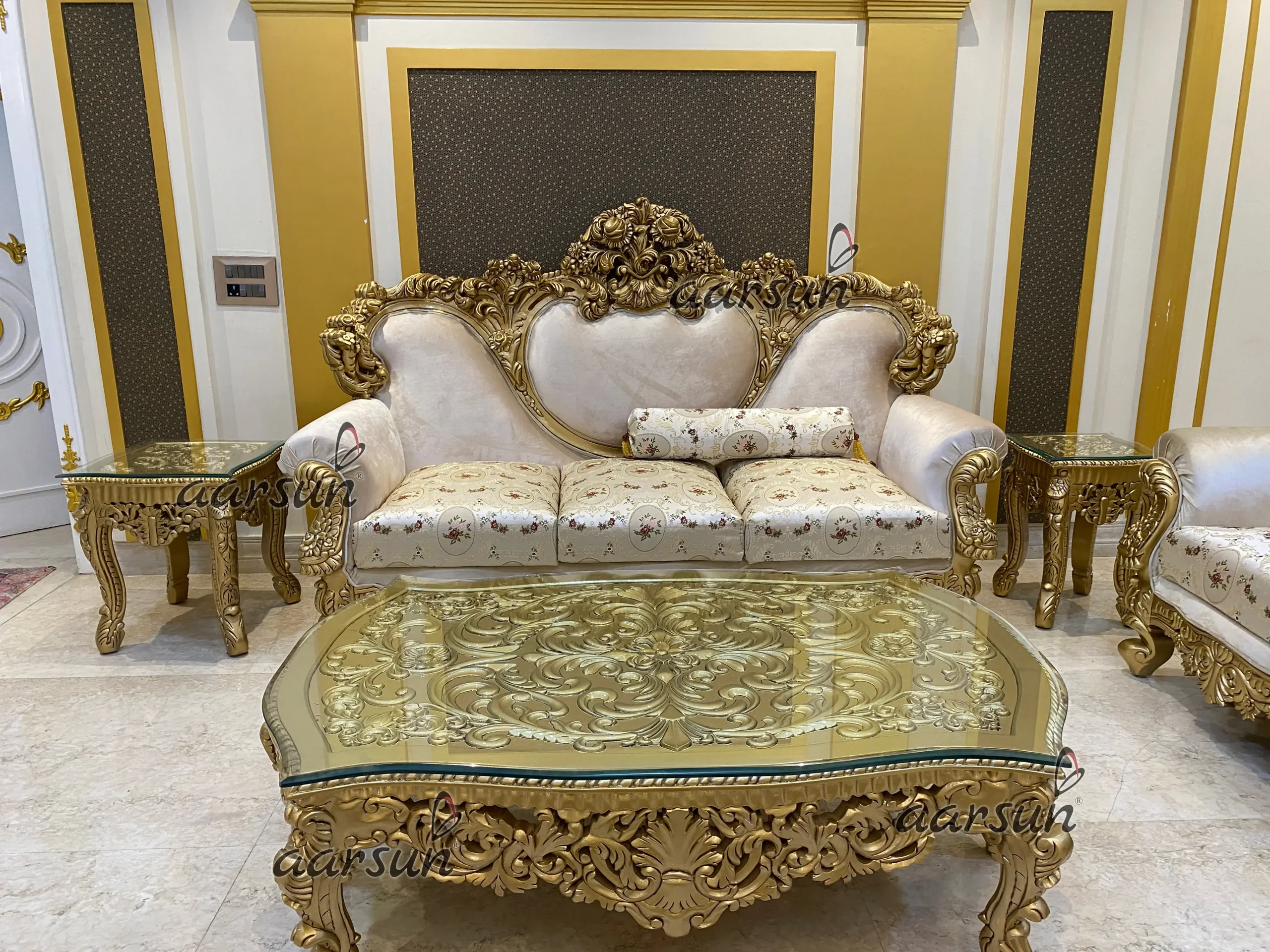 Designer Maharaja Style Wooden Sofa Set - Image 2