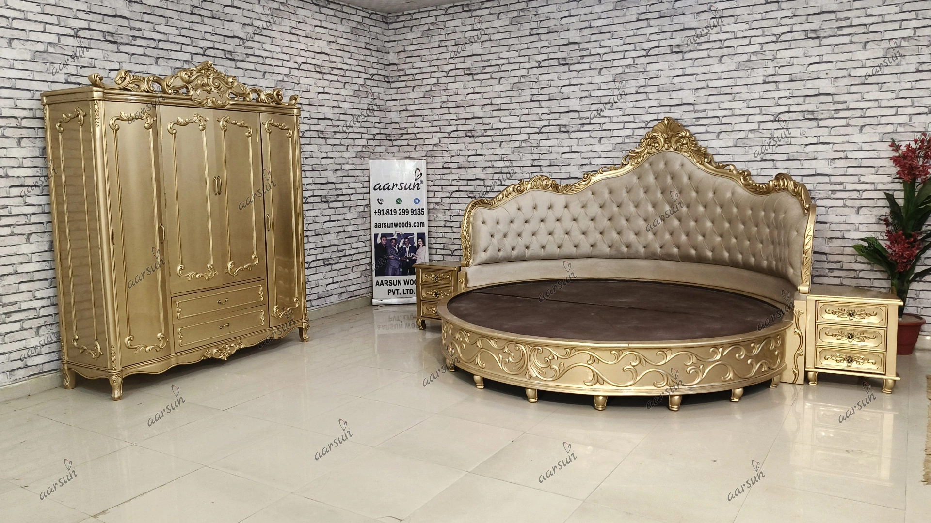 Custom-Crafted Huge Round Bed with Almirah