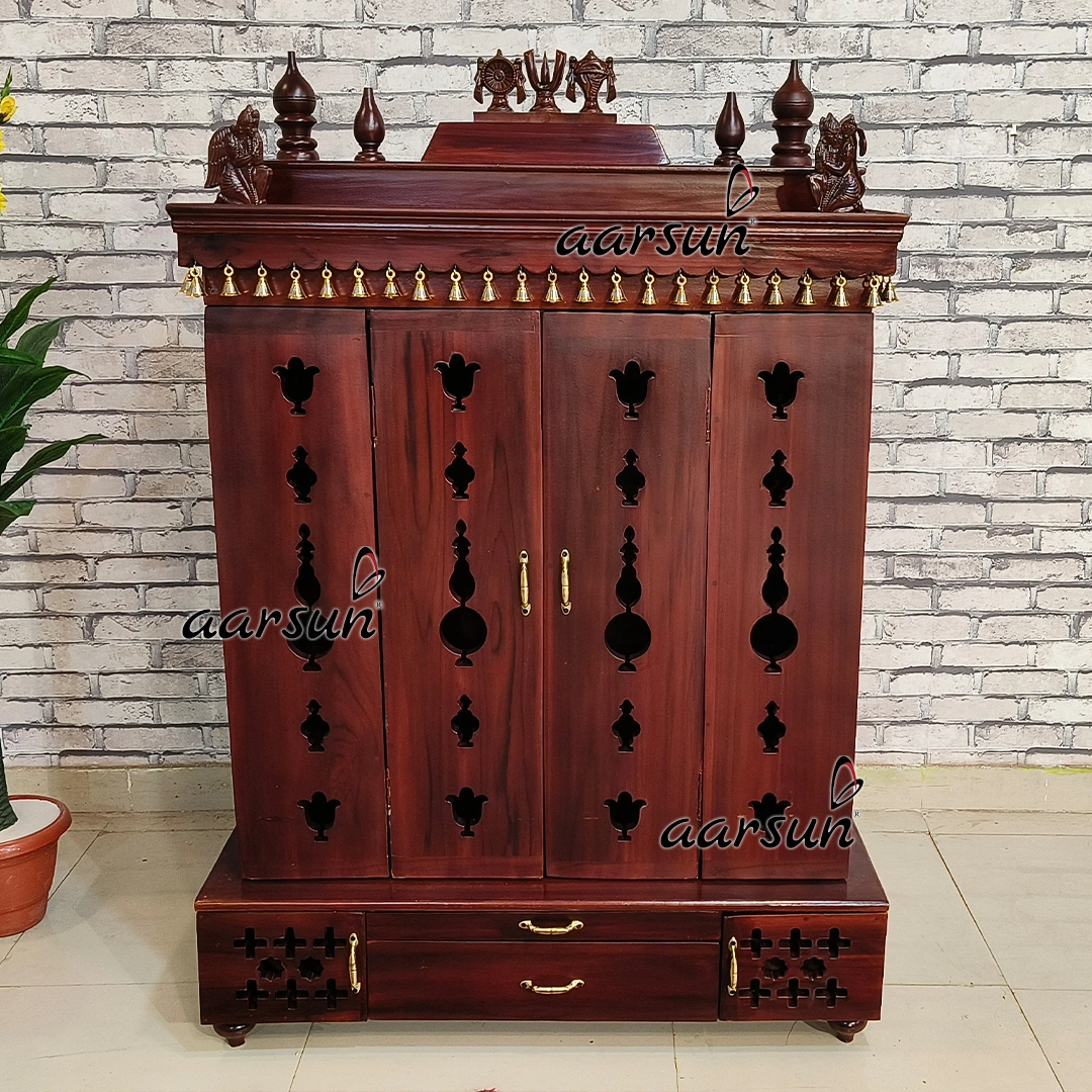 Mandir with Space-Saving 2D Design Foldable Doors - Image 3