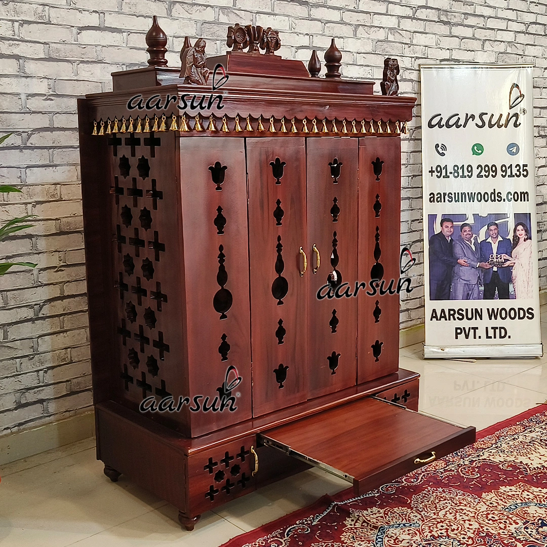 Mandir with Space-Saving 2D Design Foldable Doors - Image 4