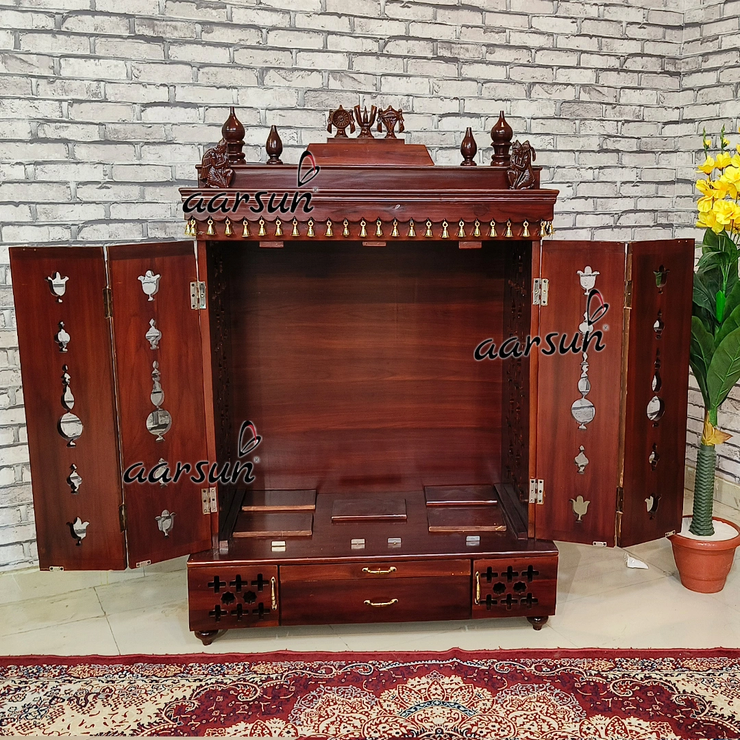 Mandir with Space-Saving 2D Design Foldable Doors - Image 5