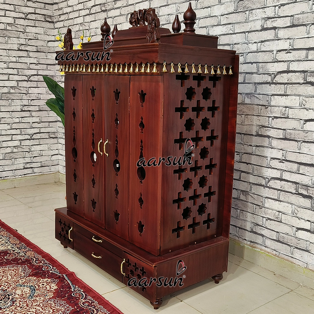 Mandir with Space-Saving 2D Design Foldable Doors - Image 6