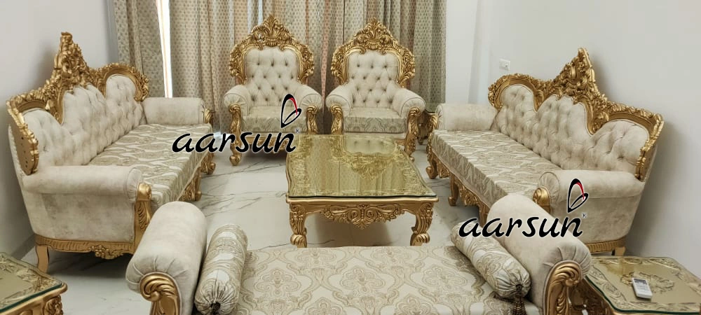 Grand Maharaja Style Wooden Sofa Set Design