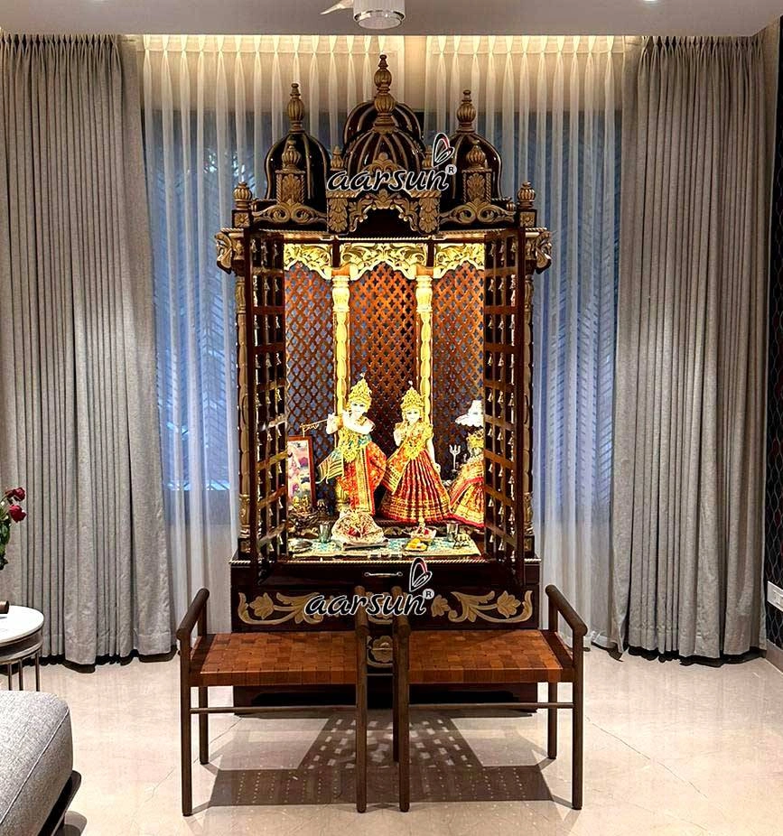 Elegant Handcrafted Wooden Mandir for Home