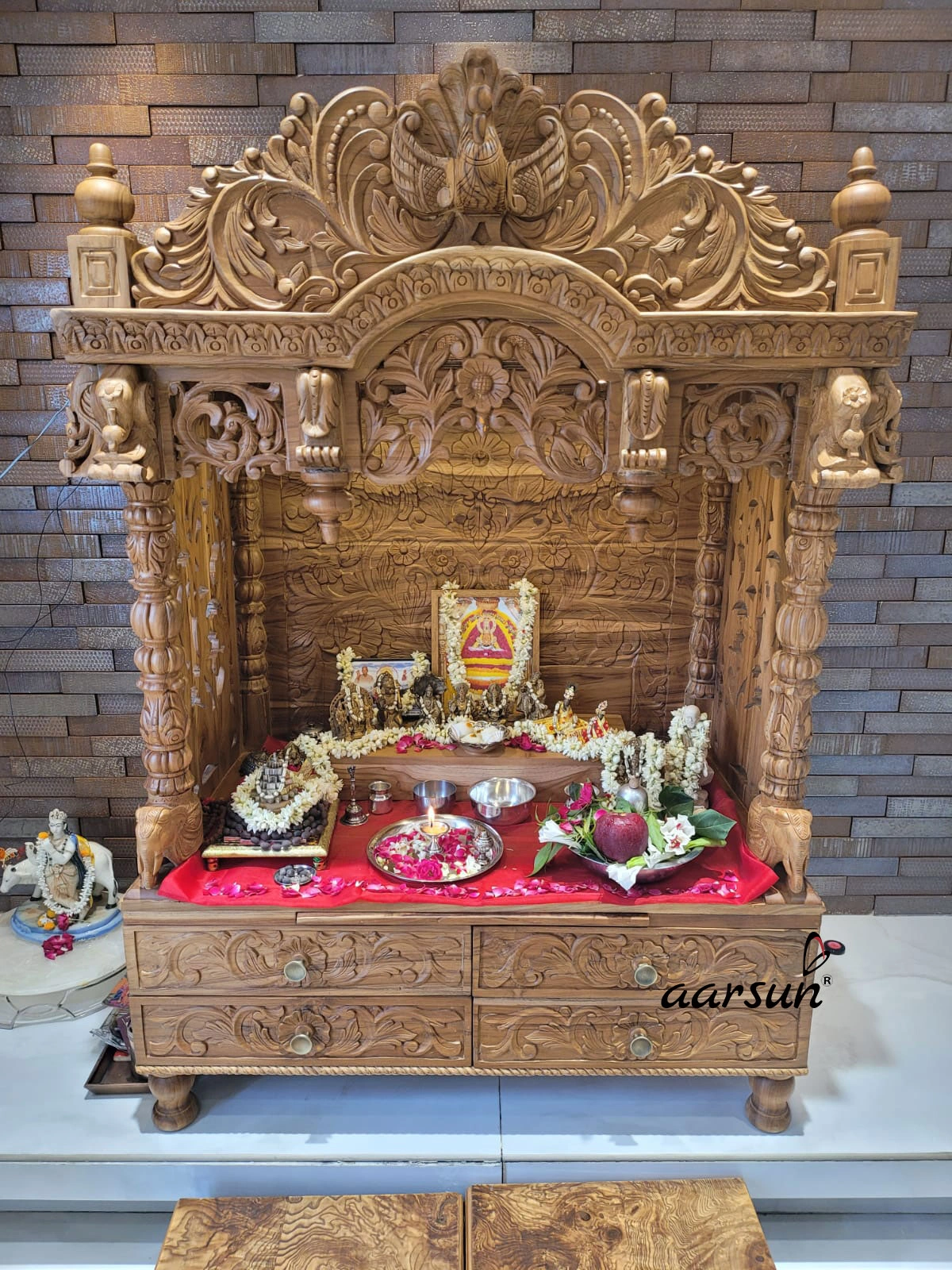 Designer Handcrafted Wooden Pooja Mandir