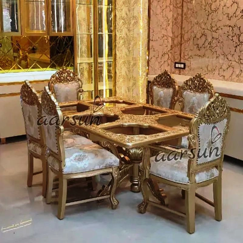 Designer 6 Seater Dining Table in Royal Gold