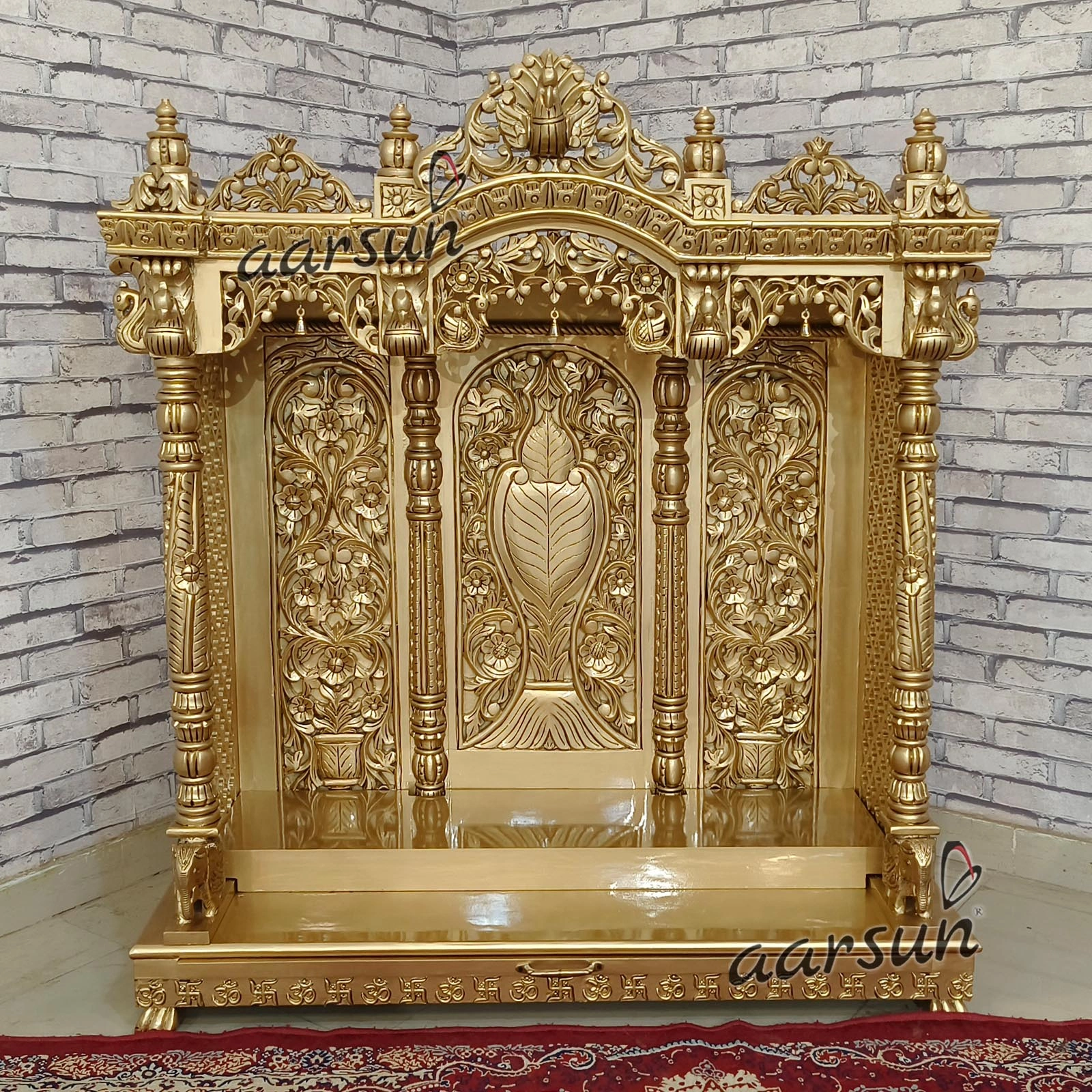 Beautiful home temple with Swastika and Om design - Image 2