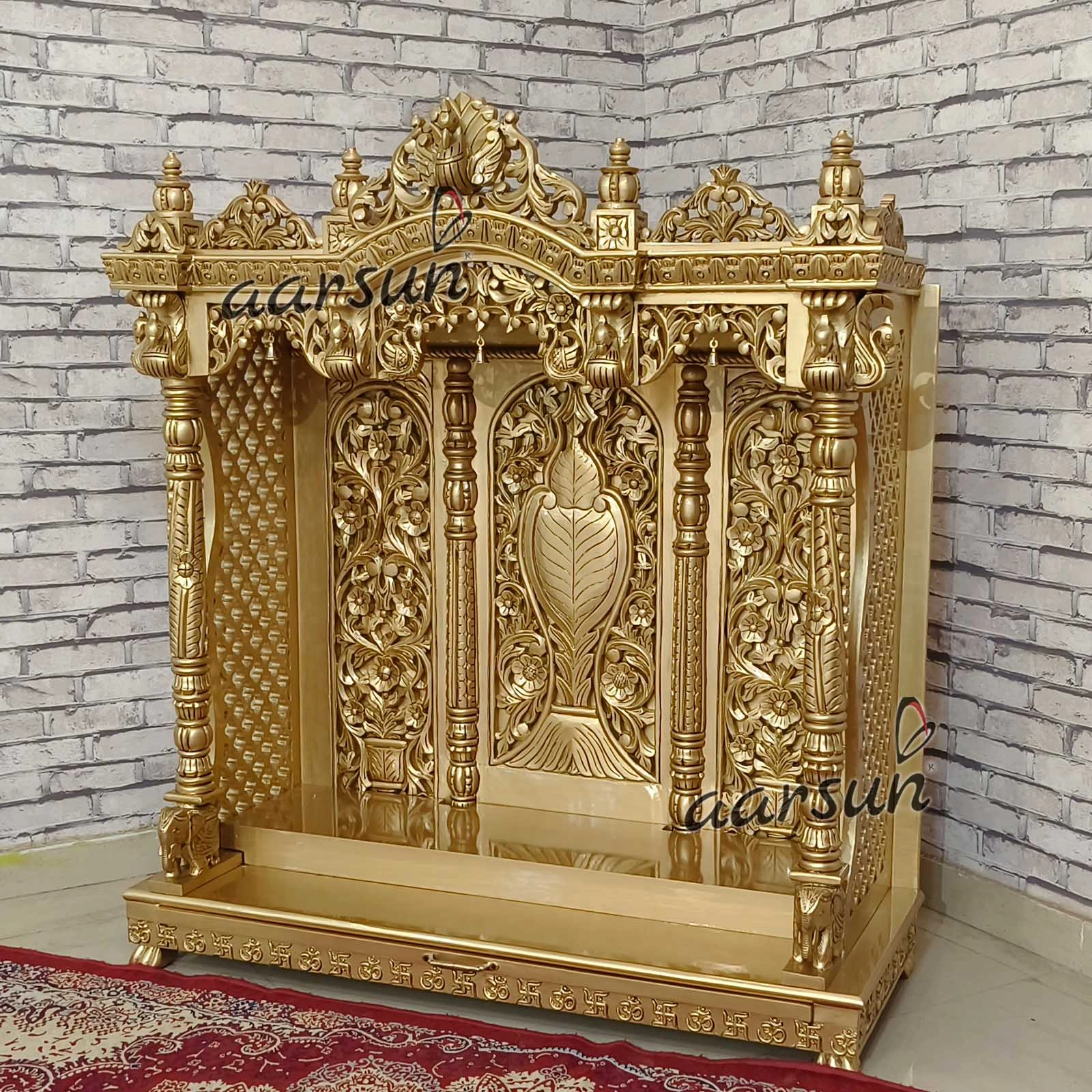 Beautiful home temple with Swastika and Om design - Image 3