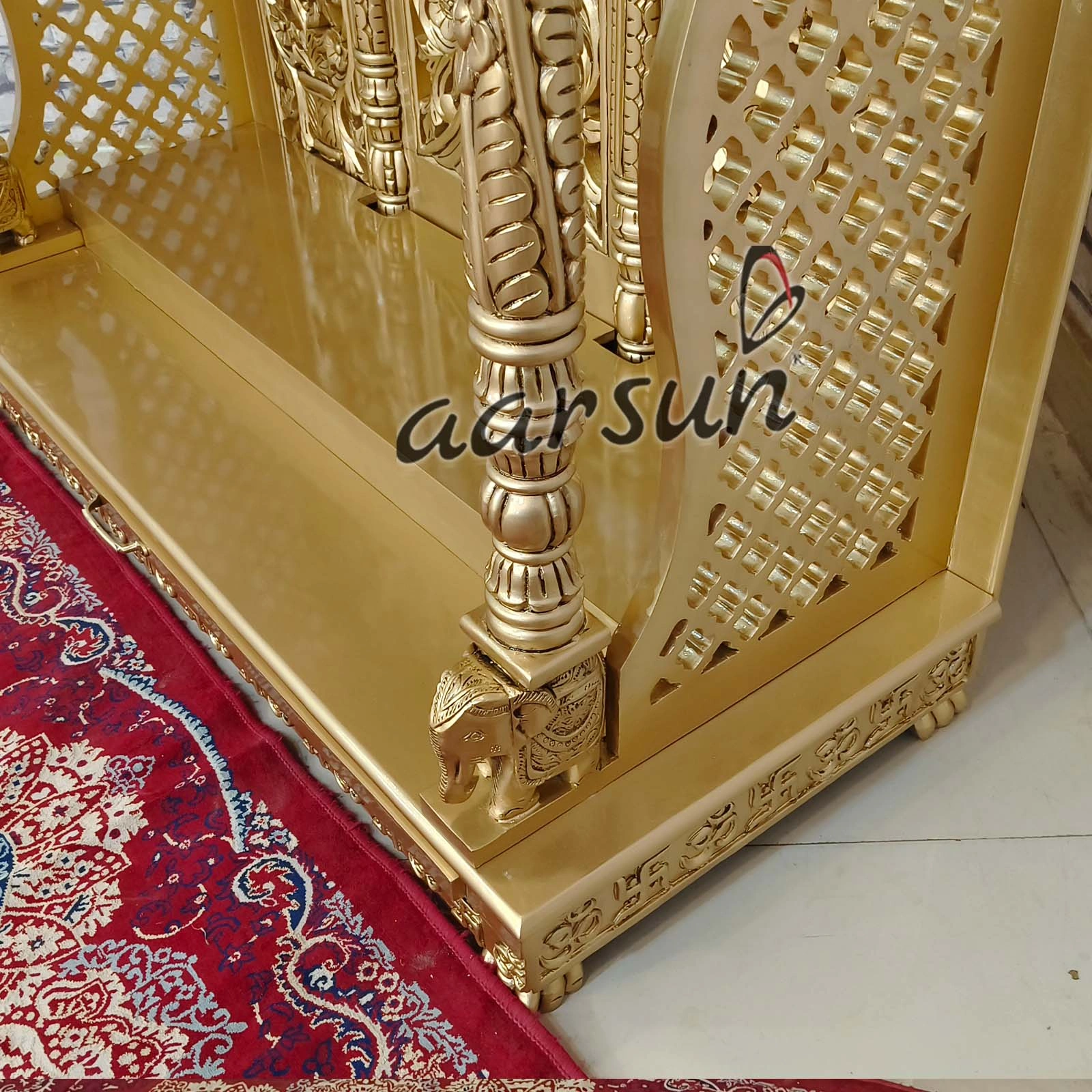 Beautiful home temple with Swastika and Om design - Image 4