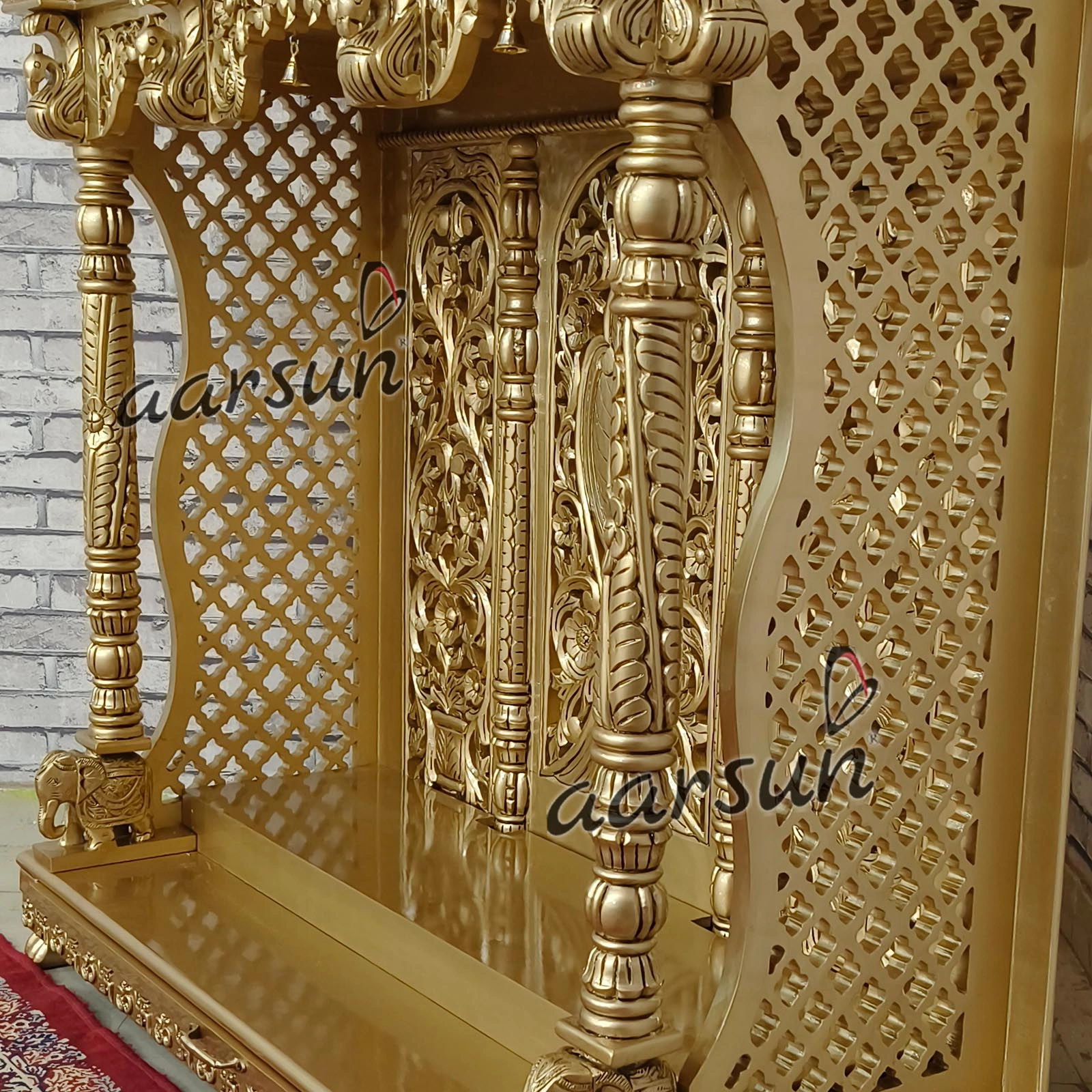 Beautiful home temple with Swastika and Om design - Image 6