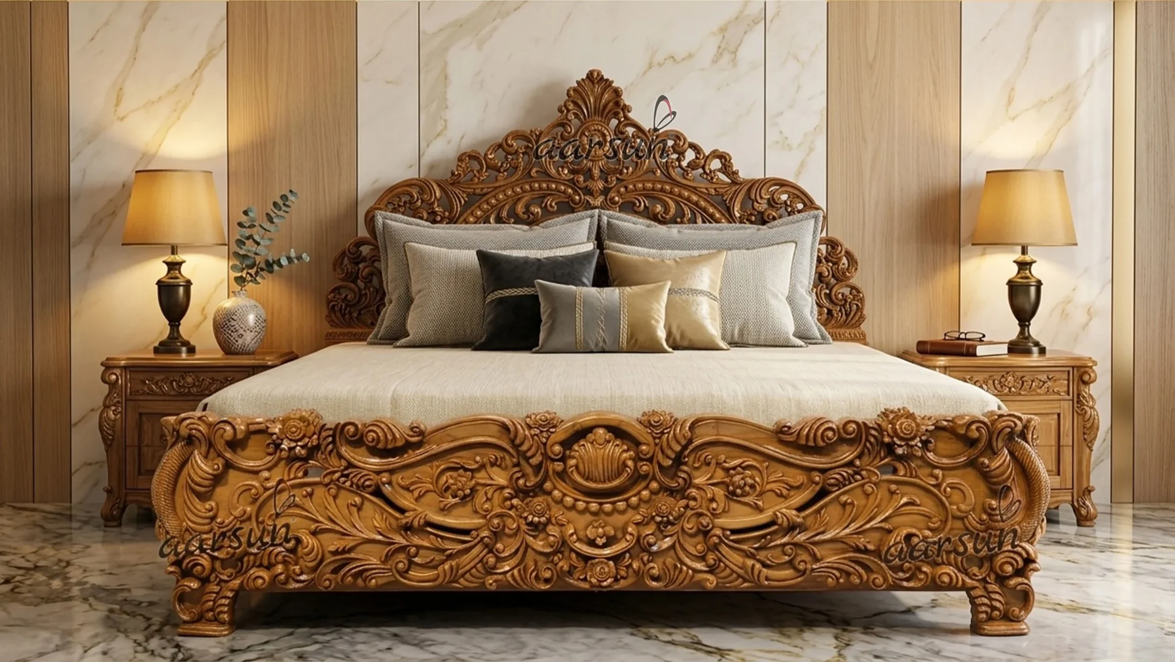 Fully Handcrafted Wooden Bed Design
