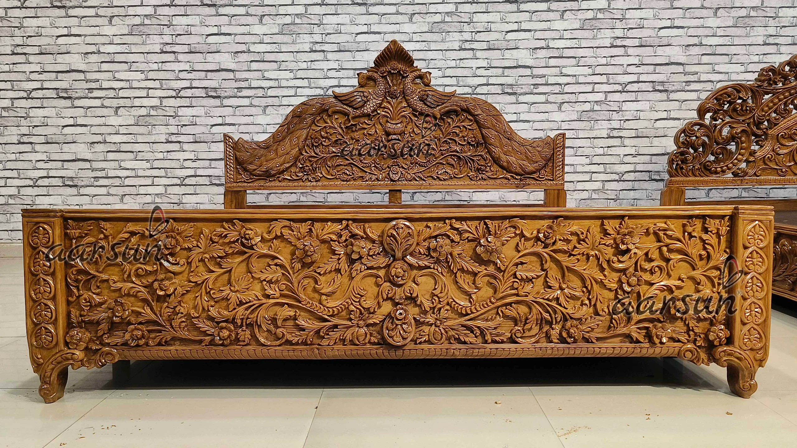 Fully Handcrafted Wooden Classical Bedroom Set - Image 5