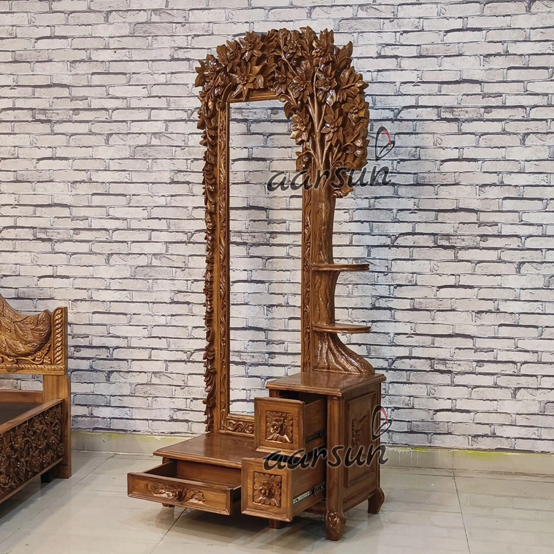 Fully Handcrafted Wooden Classical Bedroom Set - Image 9