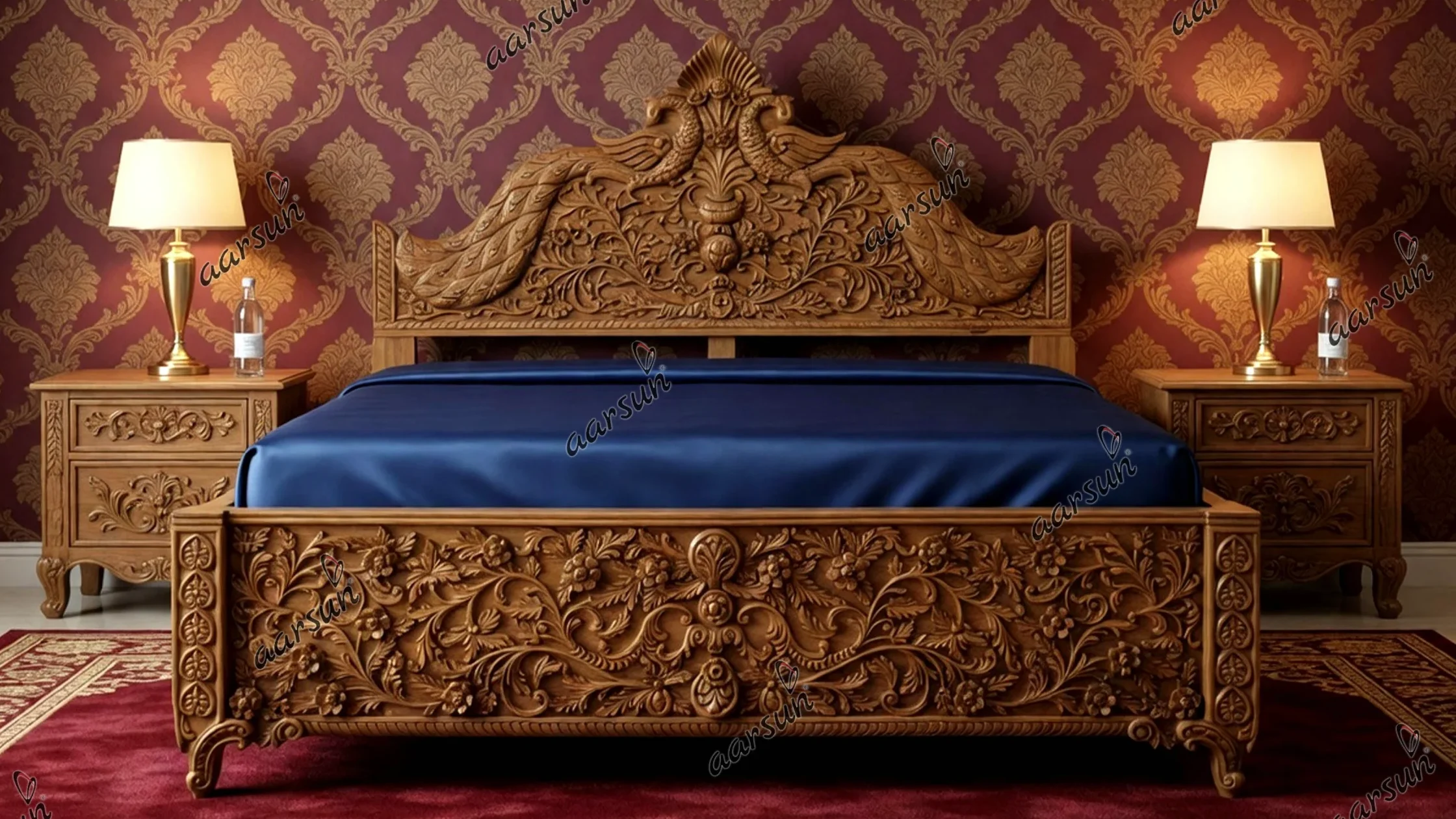 Fully Handcrafted Wooden Classical Bedroom Set