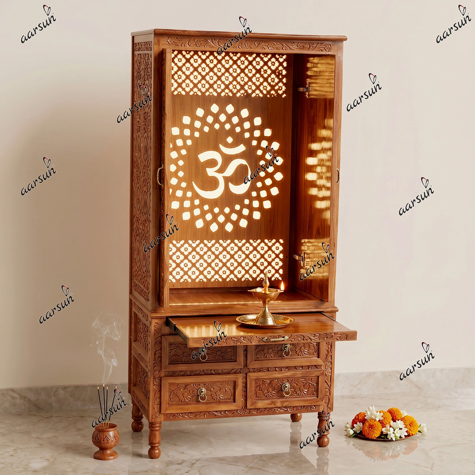 Pocket Doors - Ashtalakshmi Temple With LED Light