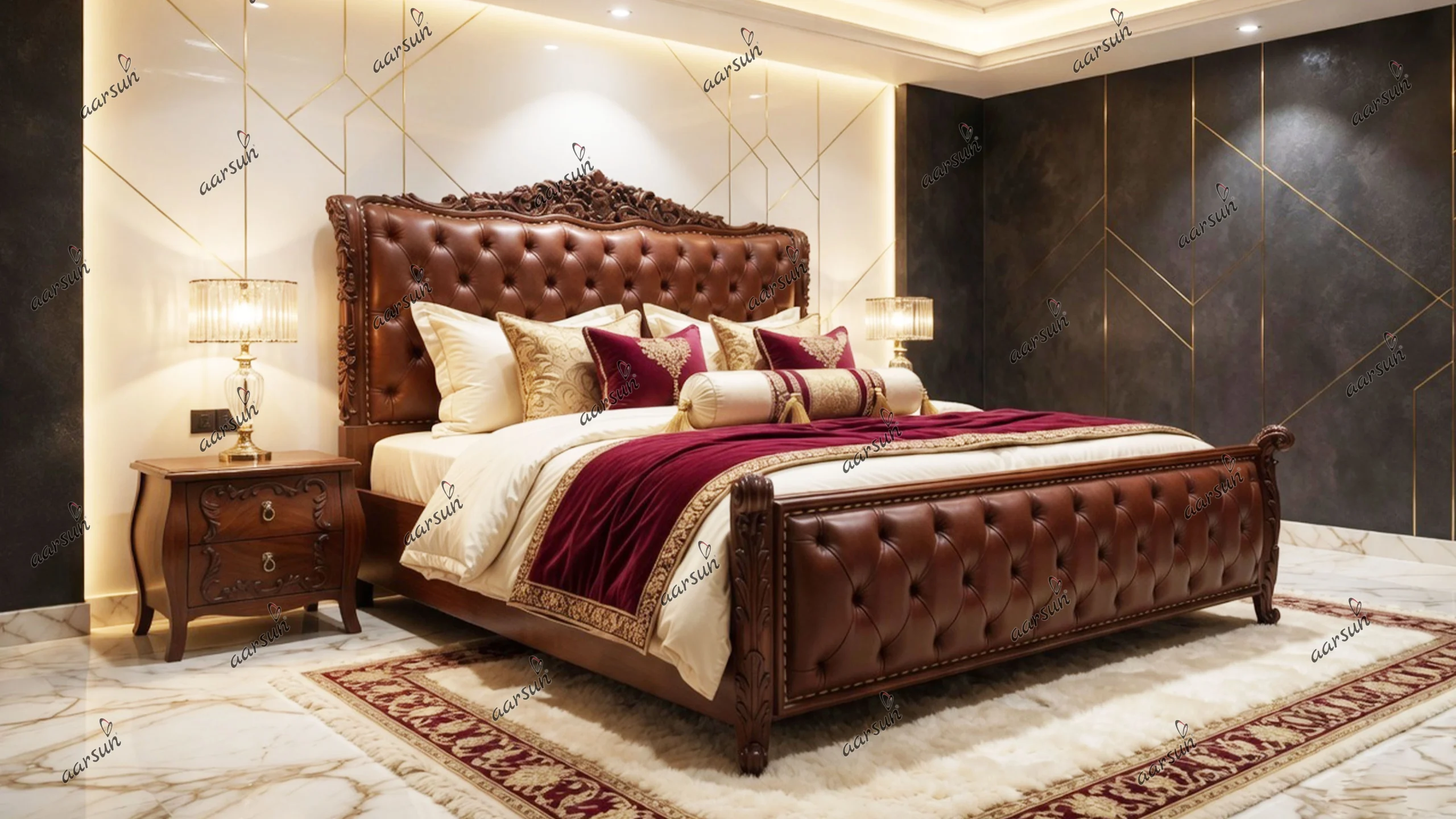 Classic Teak Wood Bed with Storage