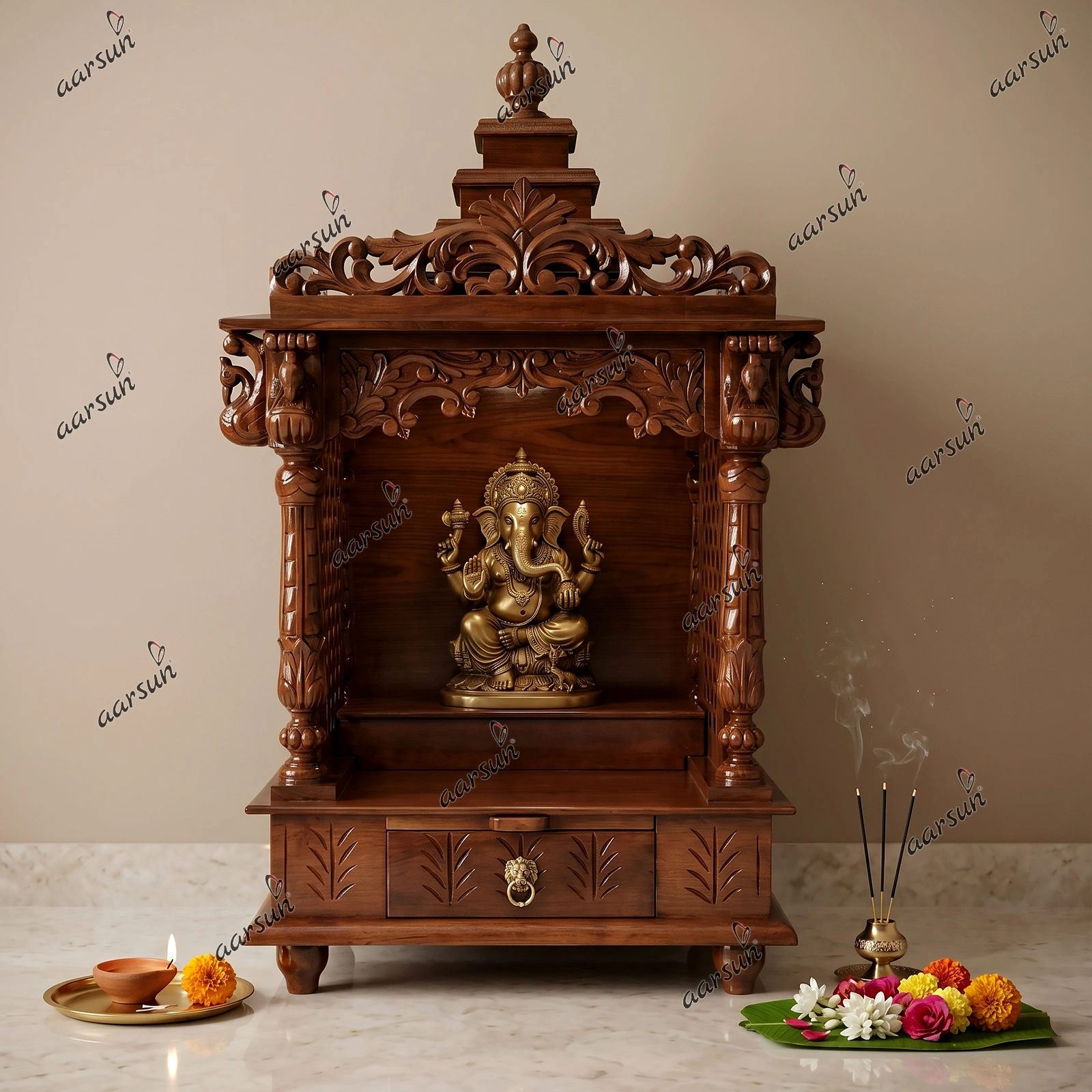 Small Handcrafted Pooja Mandir Design