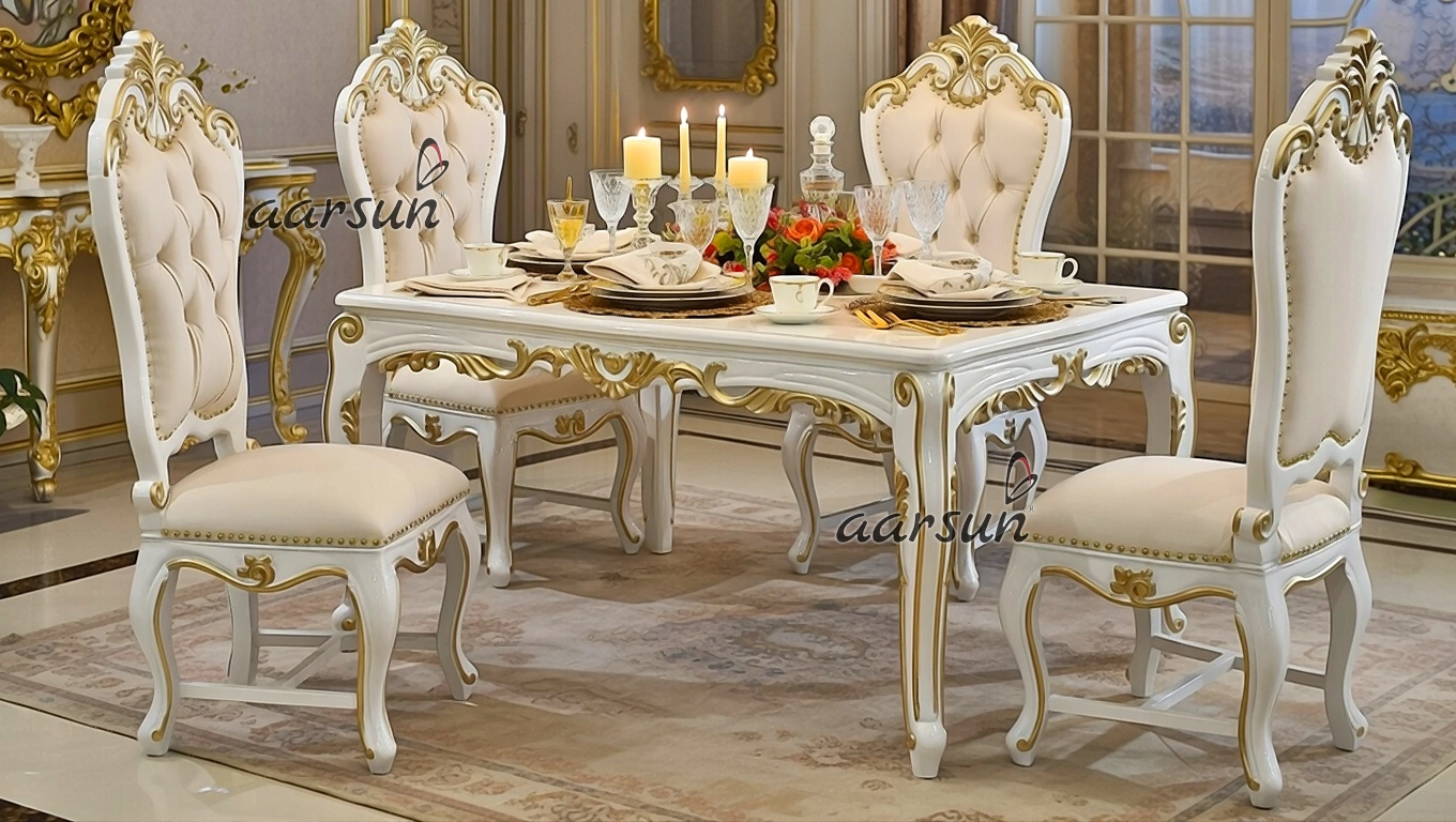 04 Seater Dining Set With White Marble Top