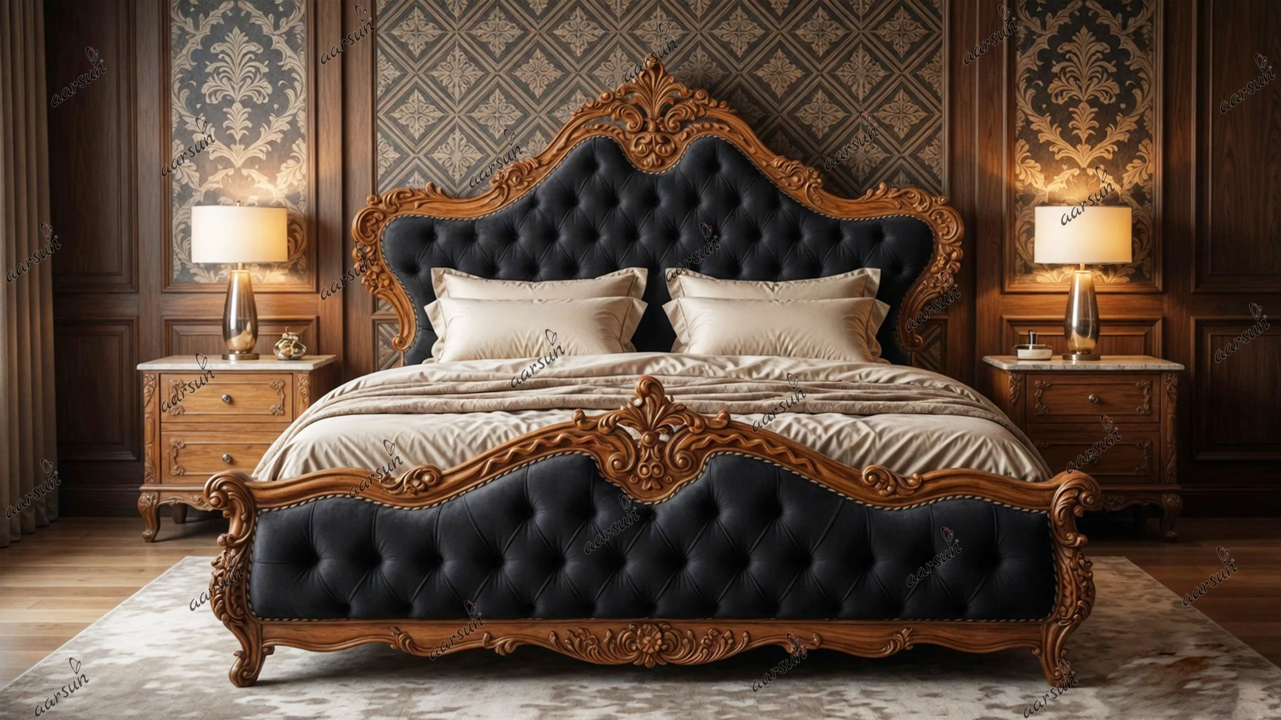 Image for Classic Maharaja Bed with Side Tables UH-YT-406