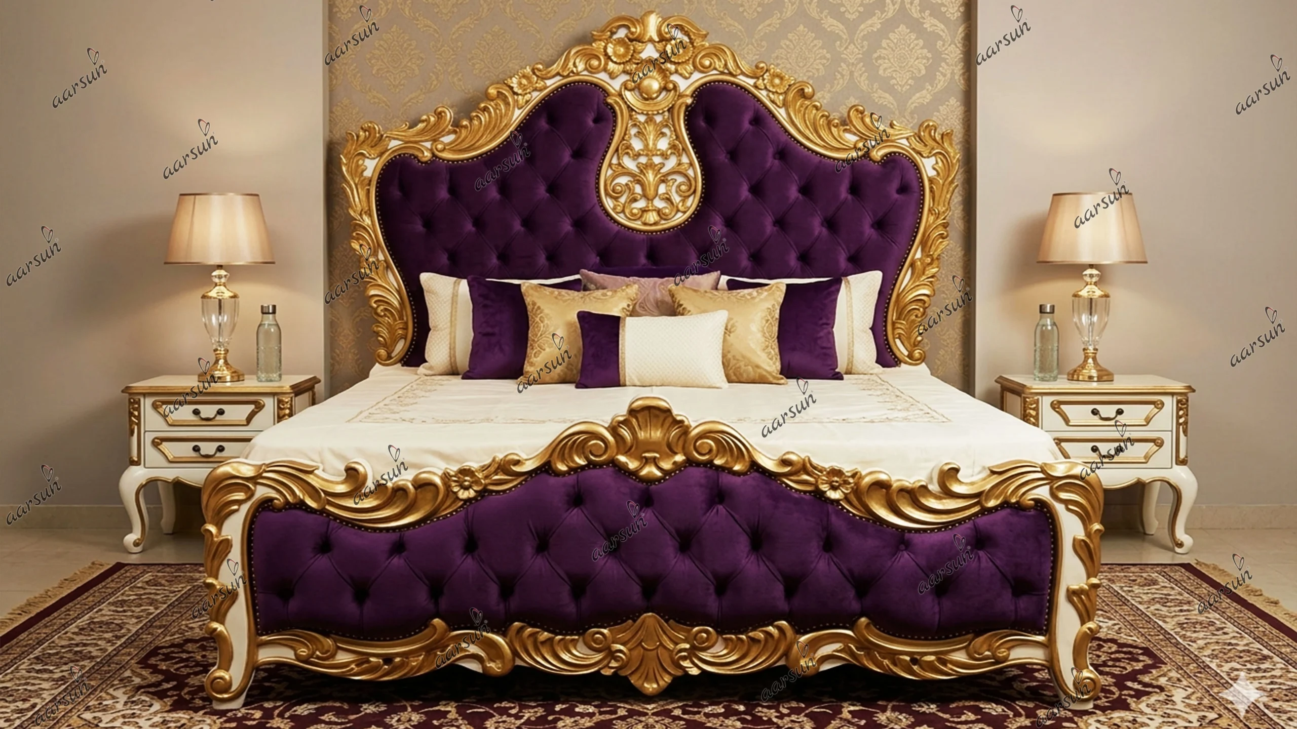 Image for Handcrafted Maharaja Bed with Side Table UH-YT-440