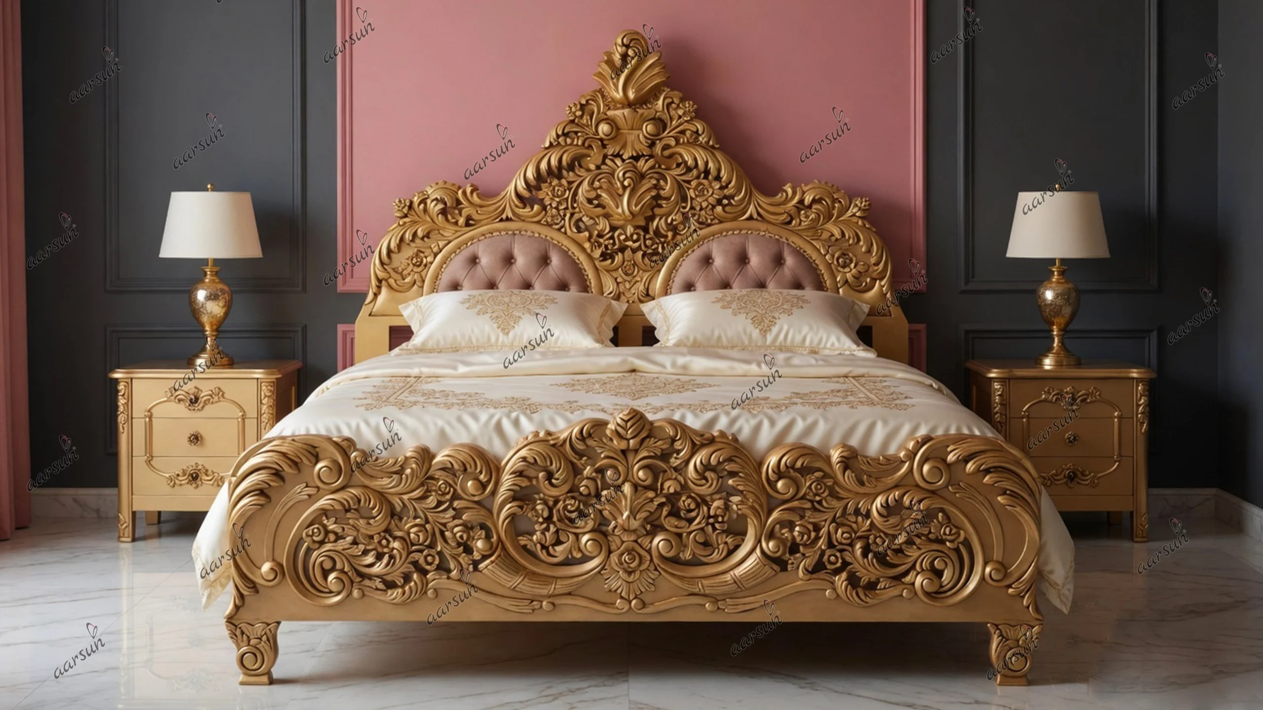 Image for Majestic King Size Golden Bed UH-YT-387
