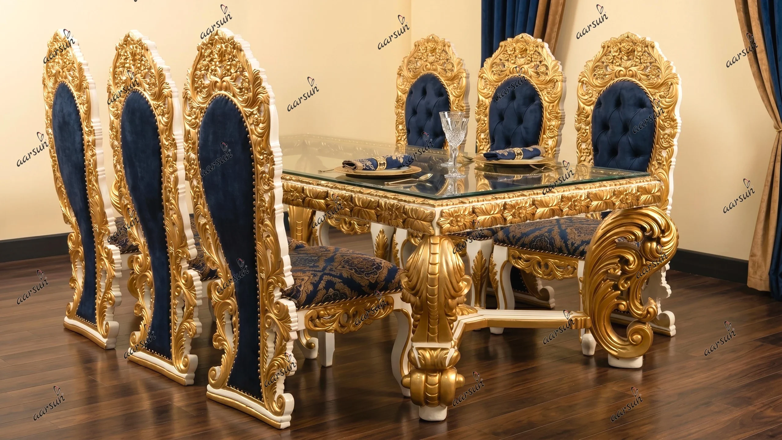 8 Seater Dining Set in White Gold Finish YT-278