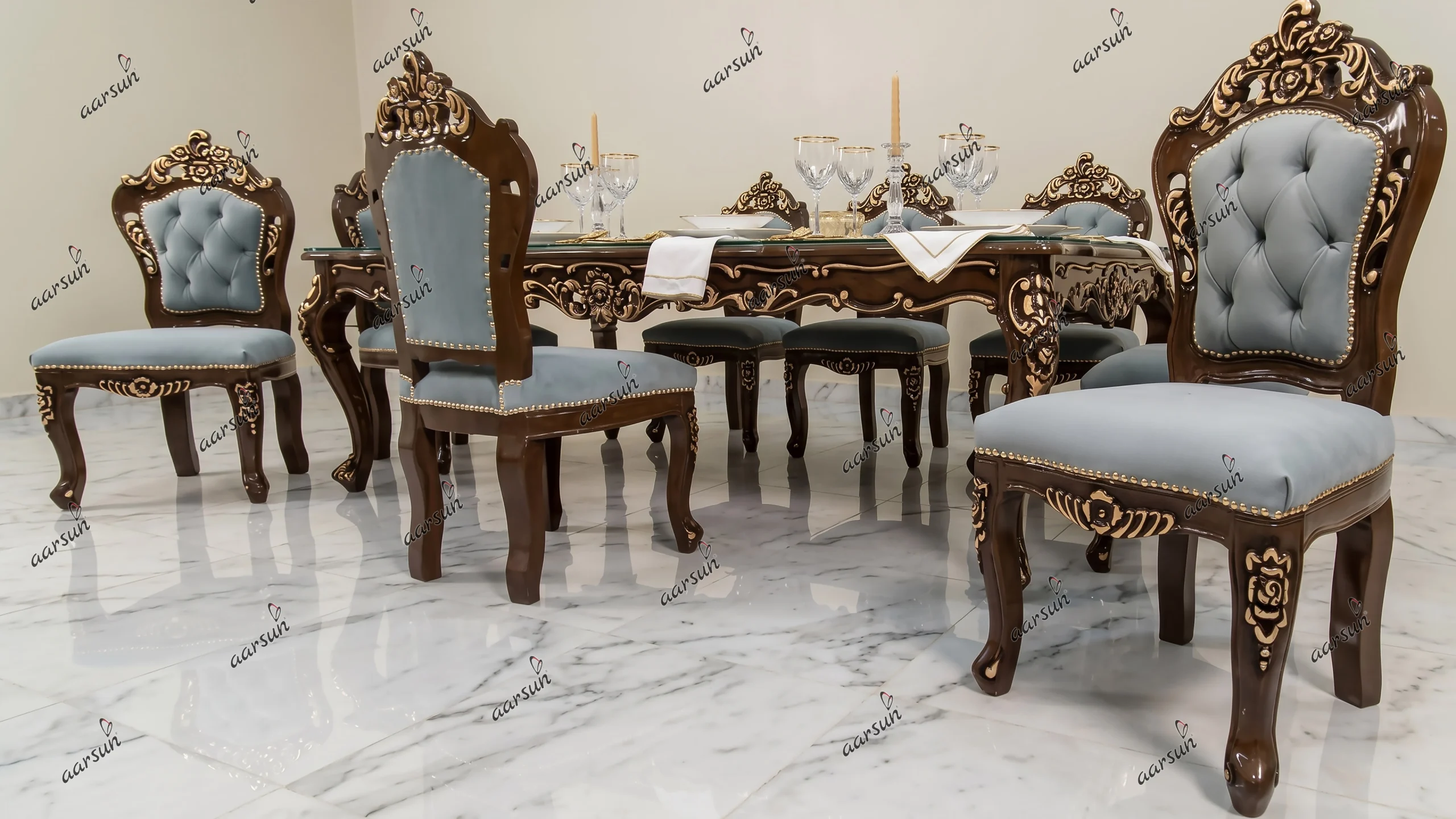 8 Seater Royal Dining Set in Solid Wood