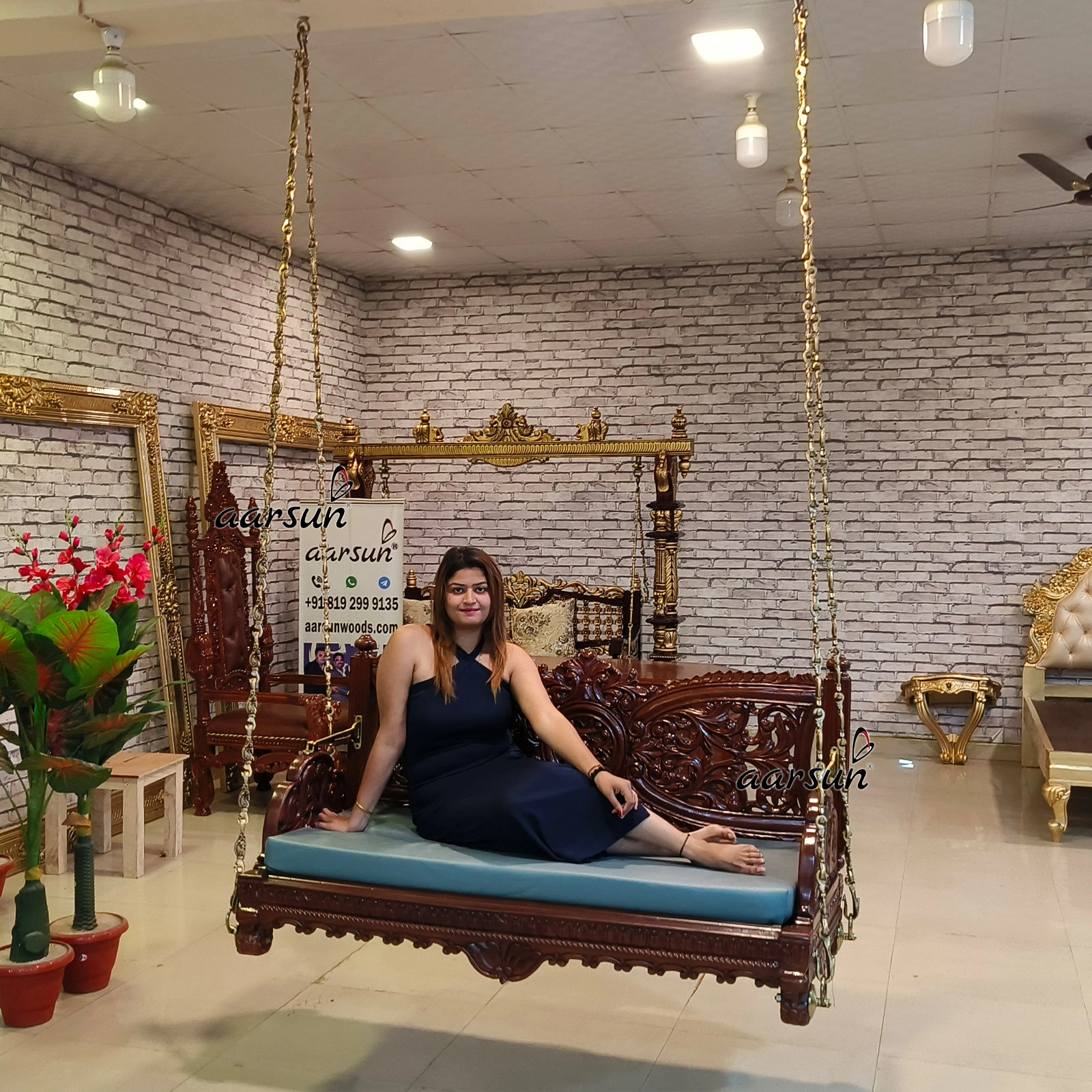 Designer Hand-carved Reversible Swing